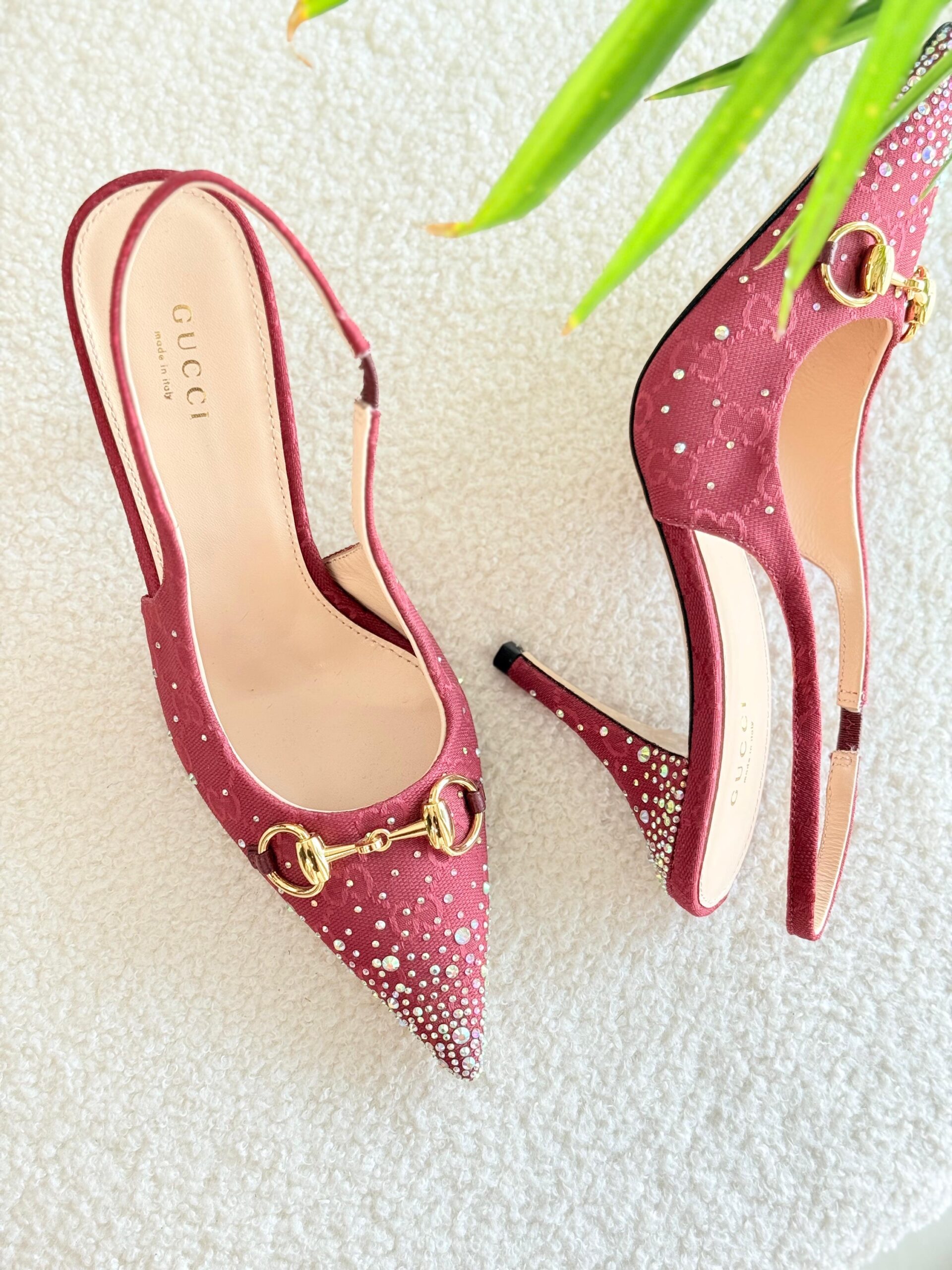Gucci Slingback Heels Featuring Crystal Embellishments - Image 4