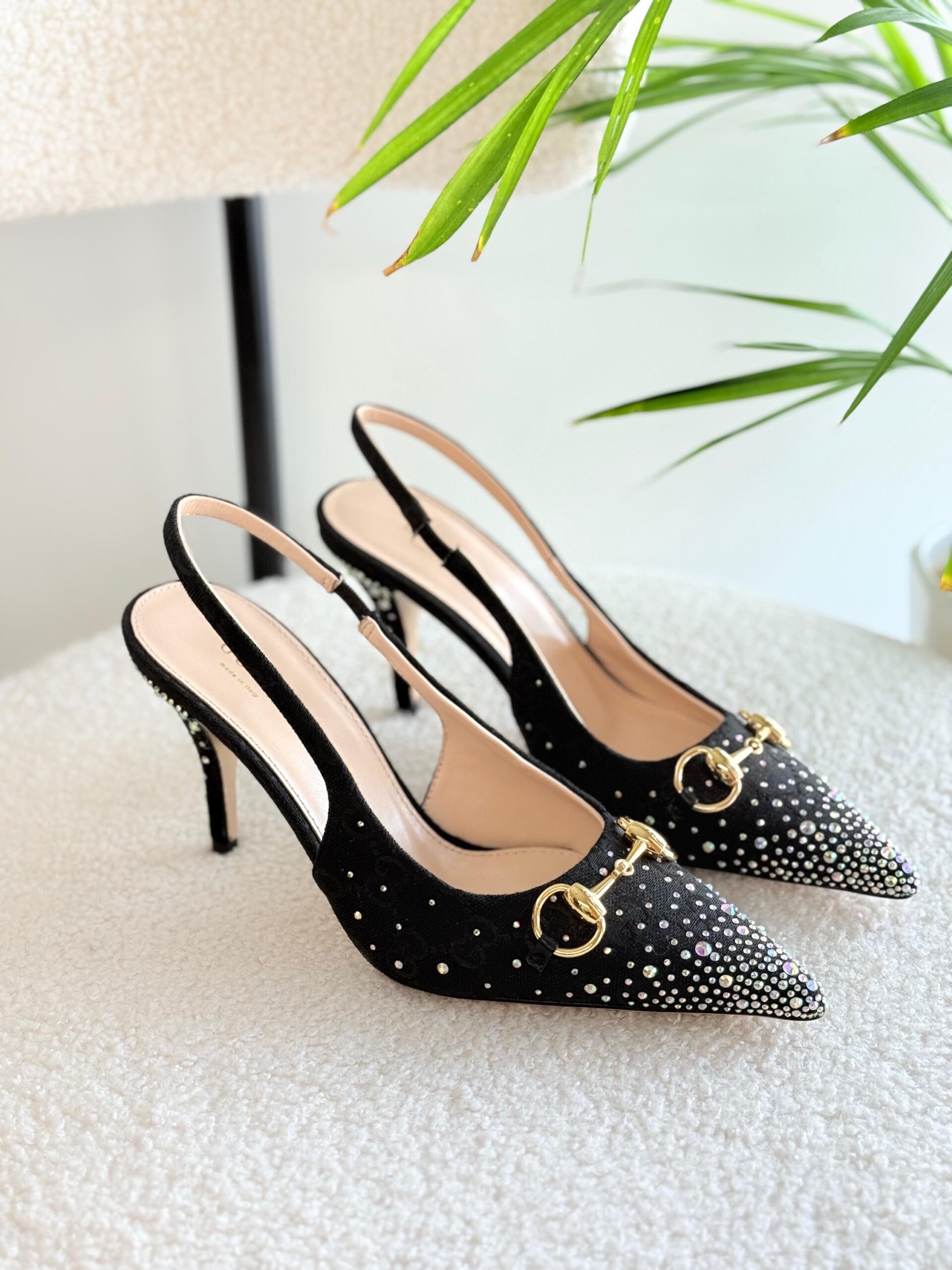 Gucci Slingback Heels Featuring Crystal Embellishments