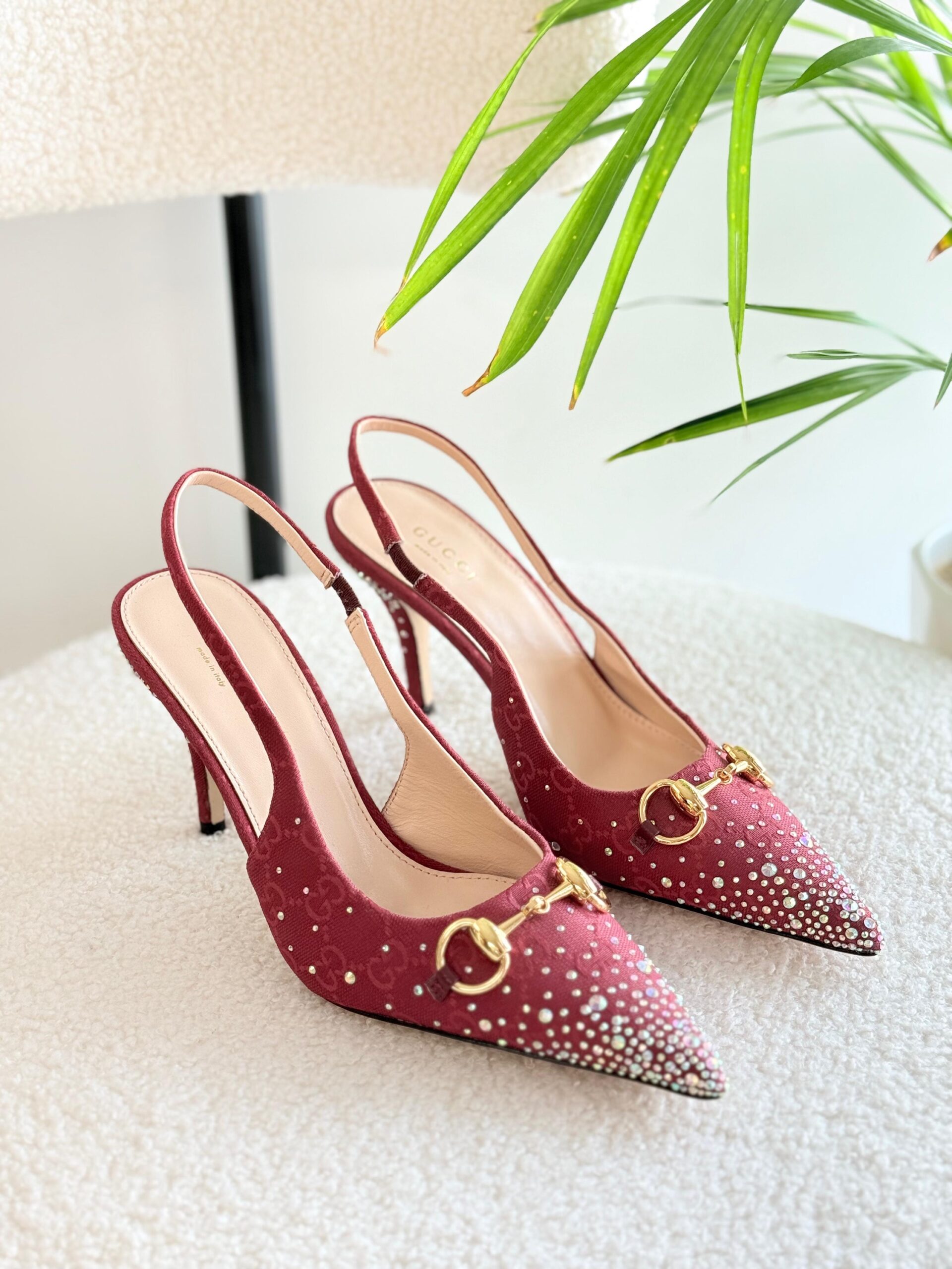 Gucci Slingback Heels Featuring Crystal Embellishments - Image 3
