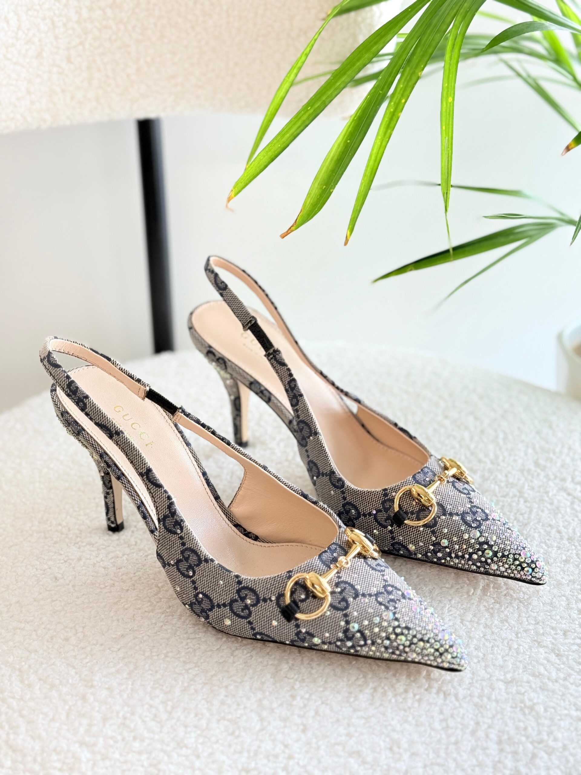 Gucci Slingback Heels Featuring Crystal Embellishments - Image 6