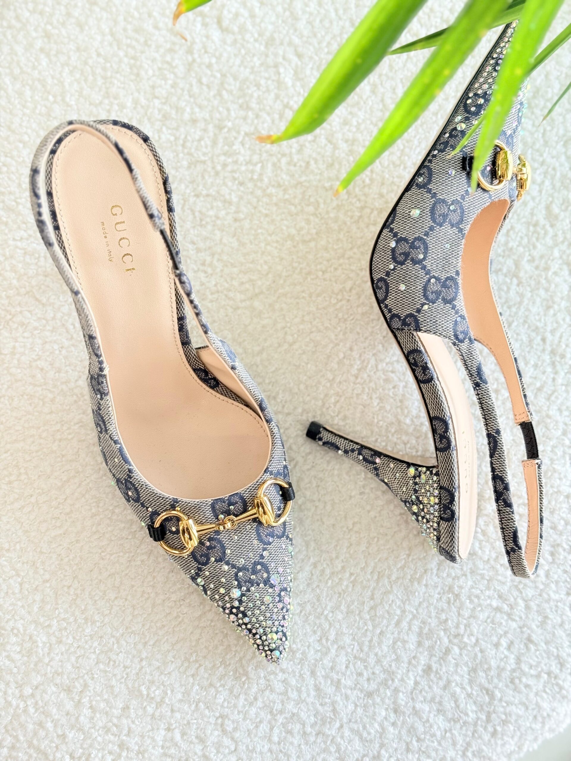 Gucci Slingback Heels Featuring Crystal Embellishments - Image 7