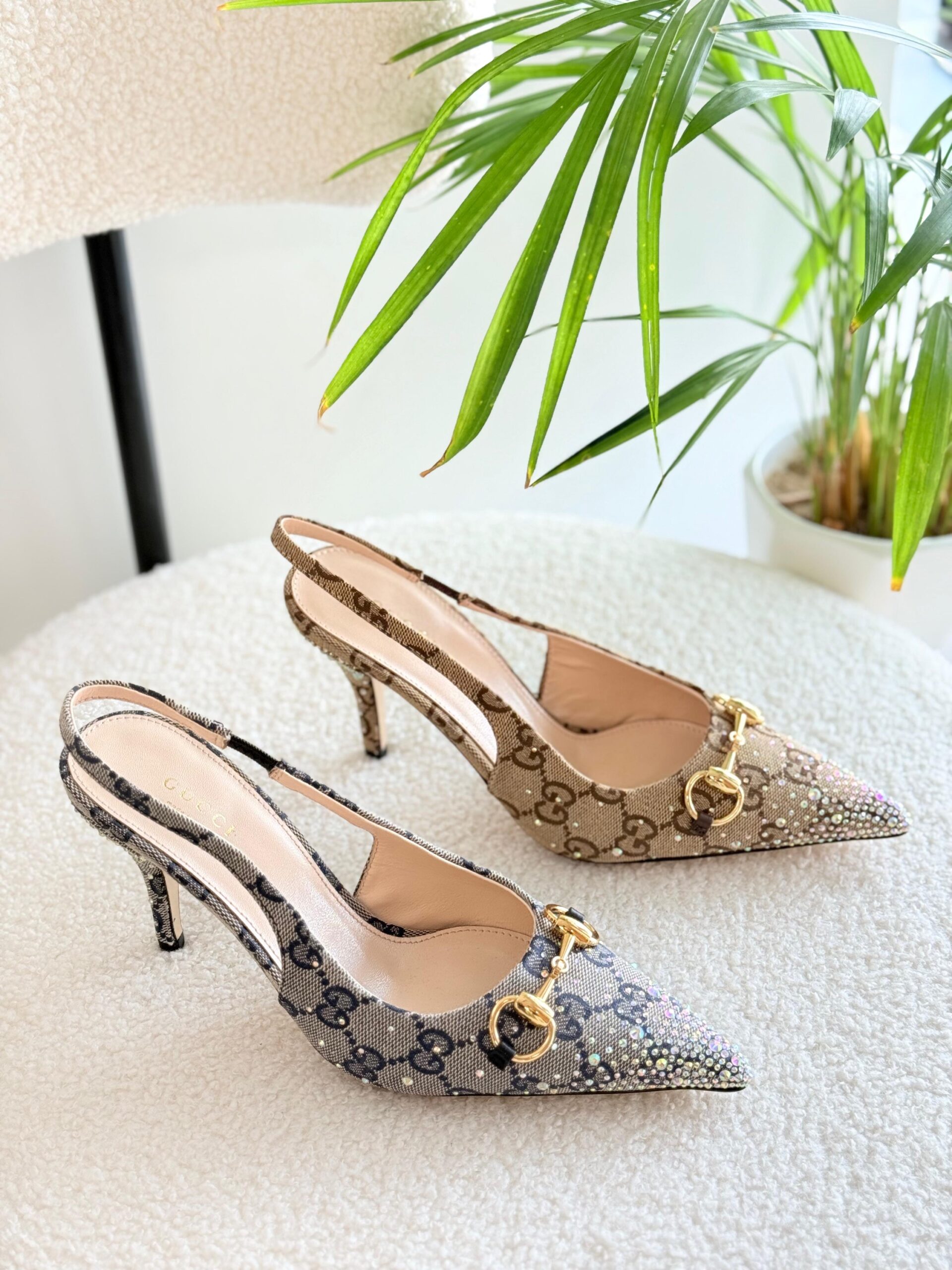 Gucci Slingback Heels Featuring Crystal Embellishments - Image 10