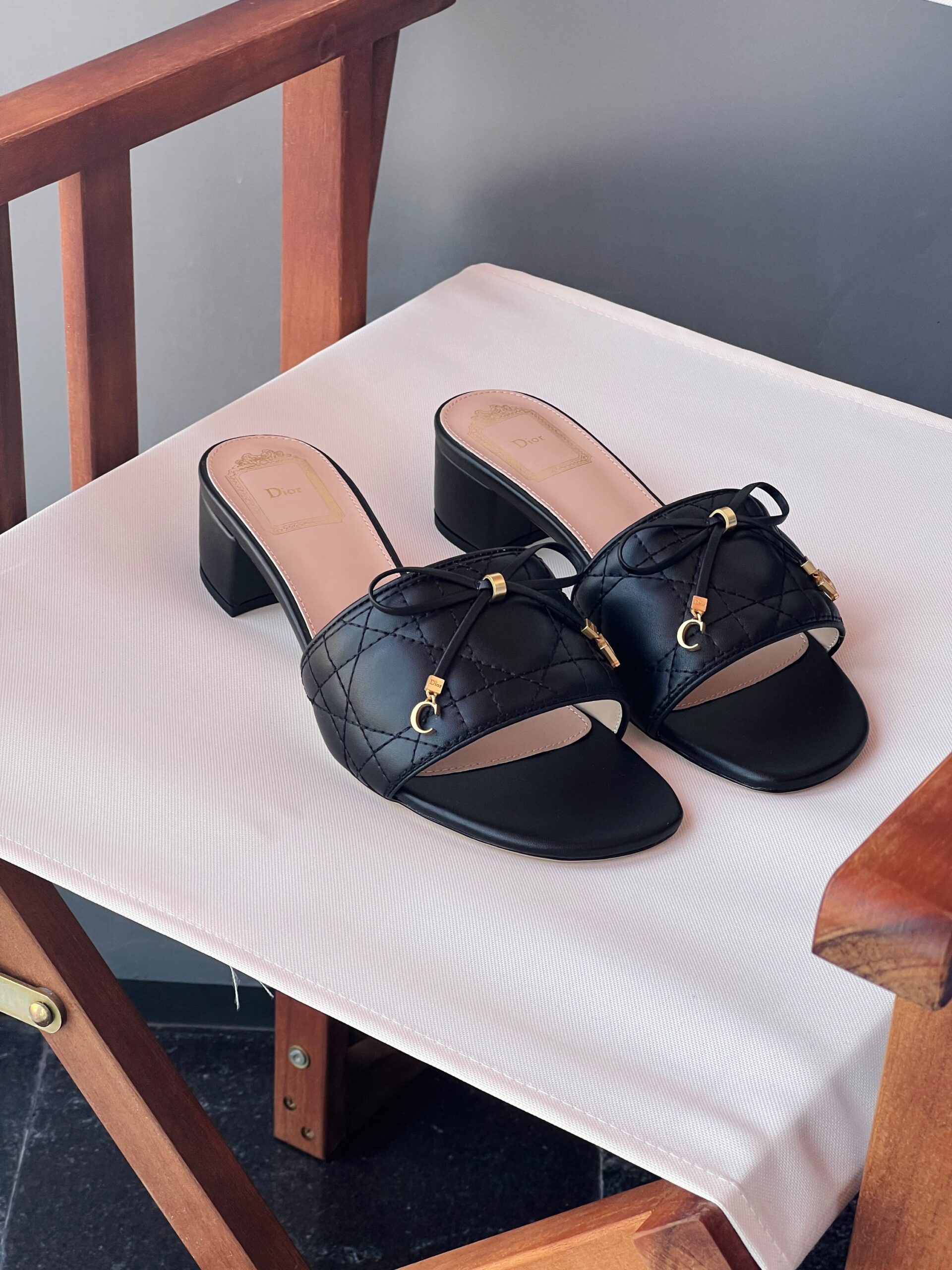 Dior Cannage Heeled Slides - Image 5