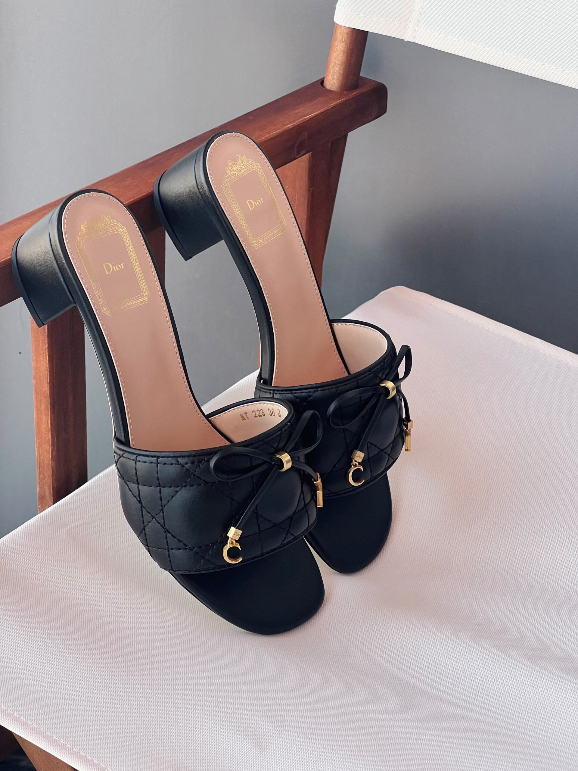 Dior Cannage Heeled Slides - Image 6
