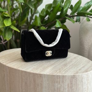 Chanel Velvet Quilted Mini Rectangular Flap Bag