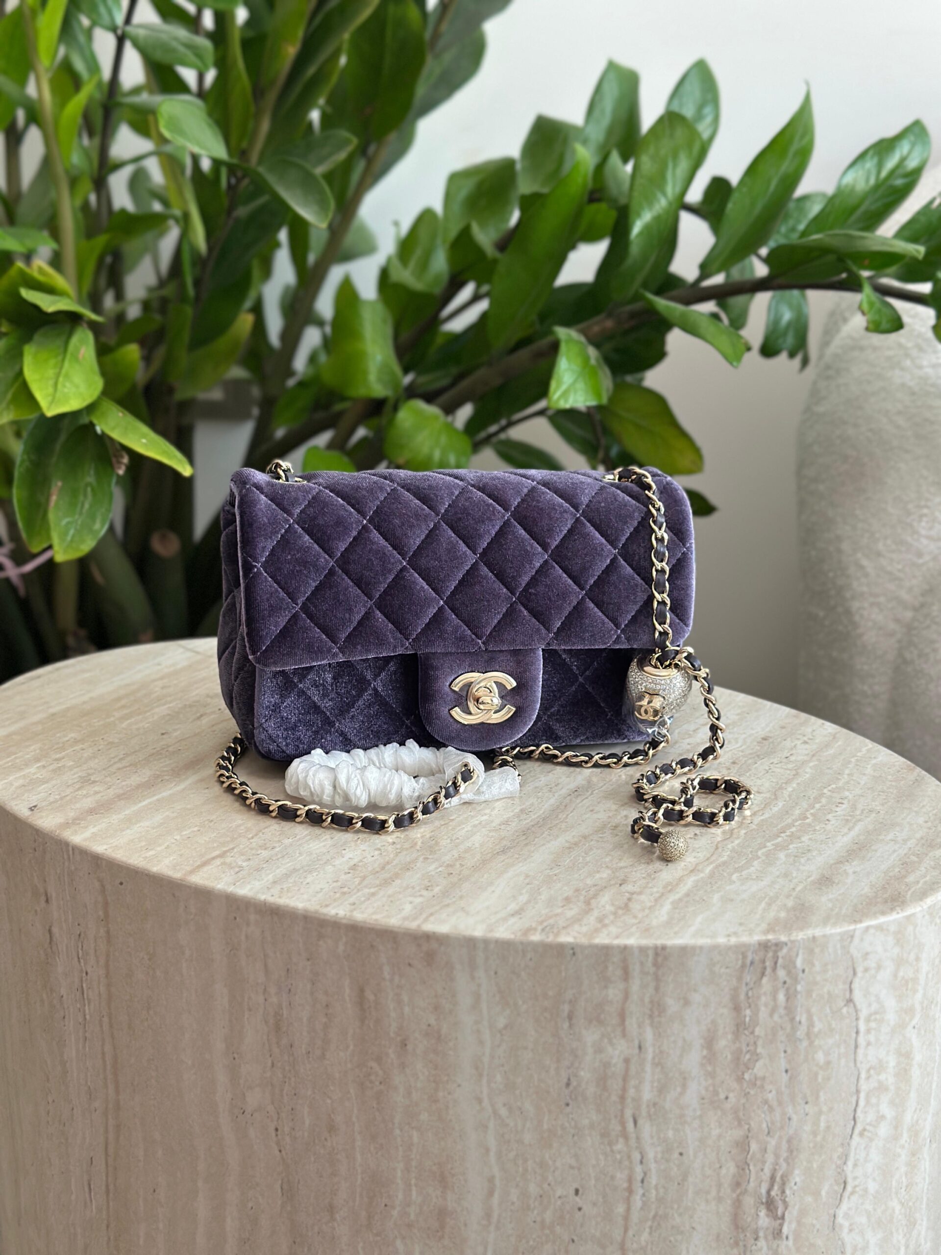 Chanel Velvet Quilted Mini Rectangular Flap Bag - Image 2