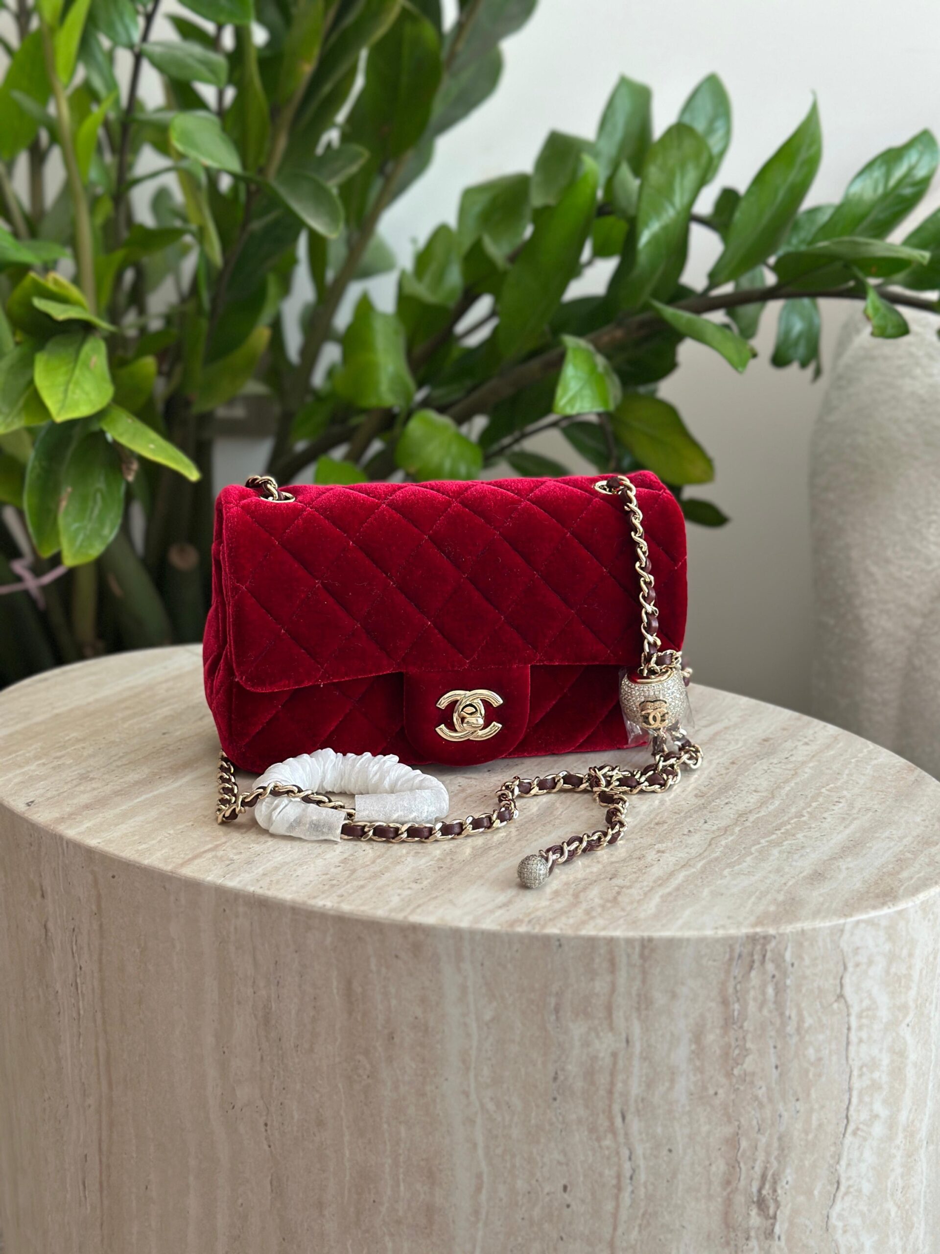 Chanel Velvet Quilted Mini Rectangular Flap Bag - Image 3