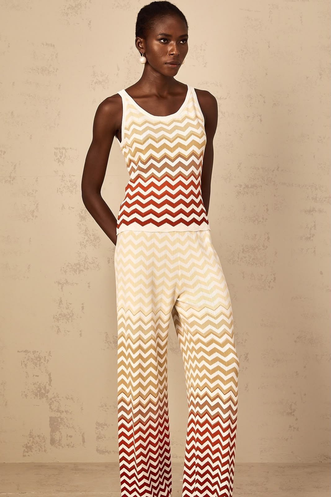 Isabelle Yellow Zigzag Knit Matching Set