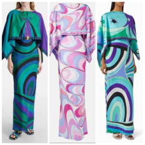 Pucci Iride-Print Caped Silk Twill Maxi Dress