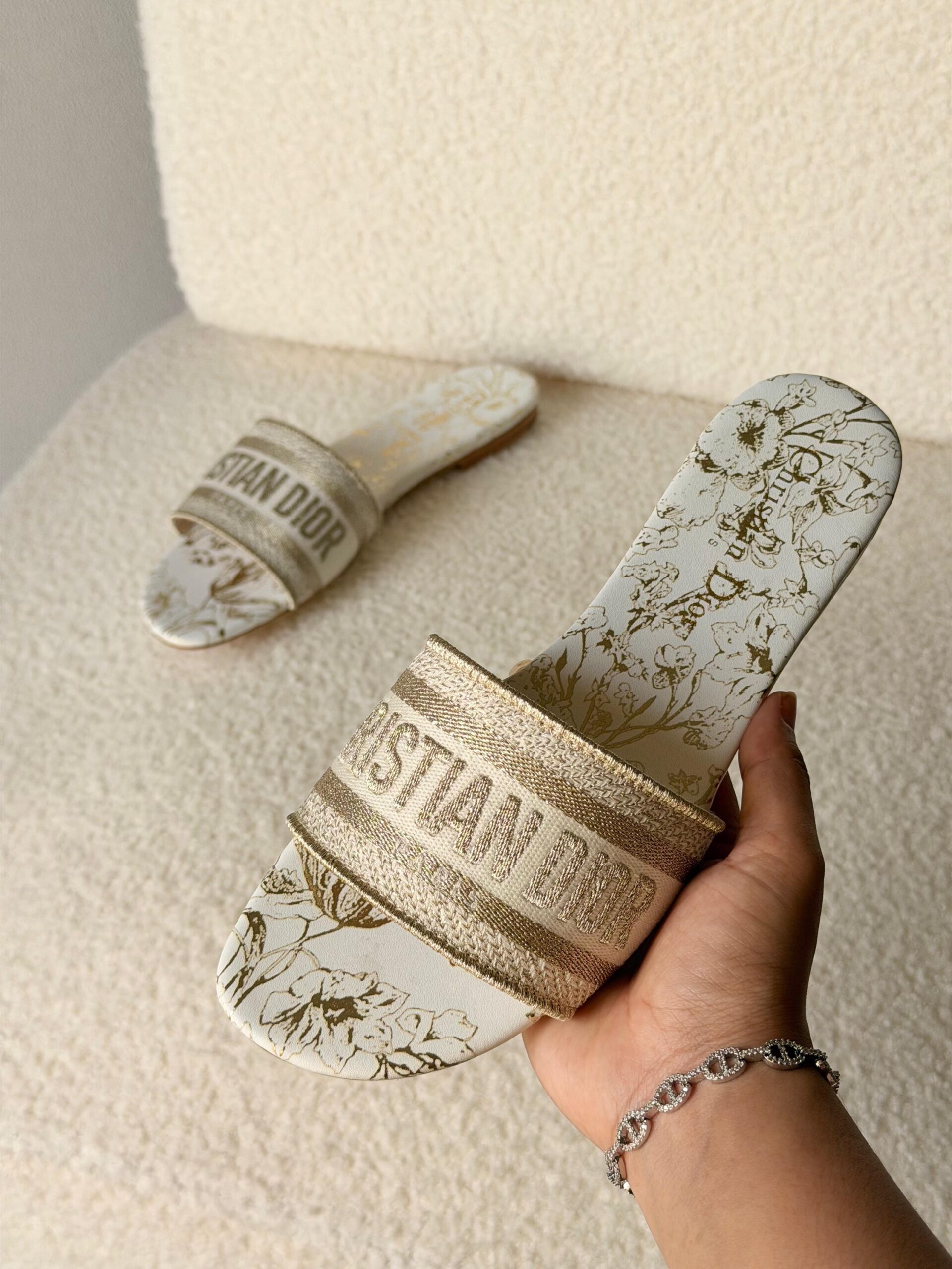 Dior Dway Slides Embroidered Millefiori Motif