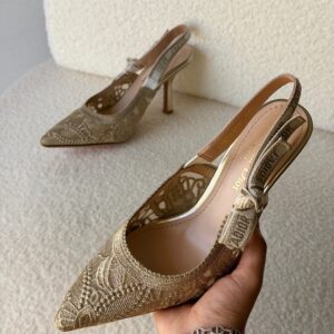 Dior J'AD ior Slingback Pumps Metallic Embroidered Mesh