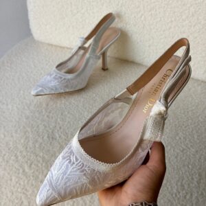 Christian Dior J'ADior Slingback Pumps White Lace Embroidery