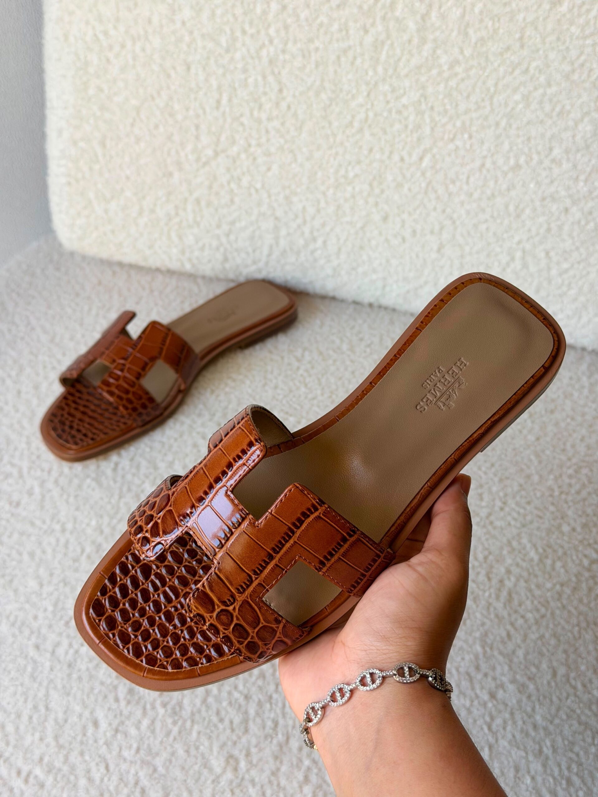 Hermès Oran Sandals Crocodile Leather
