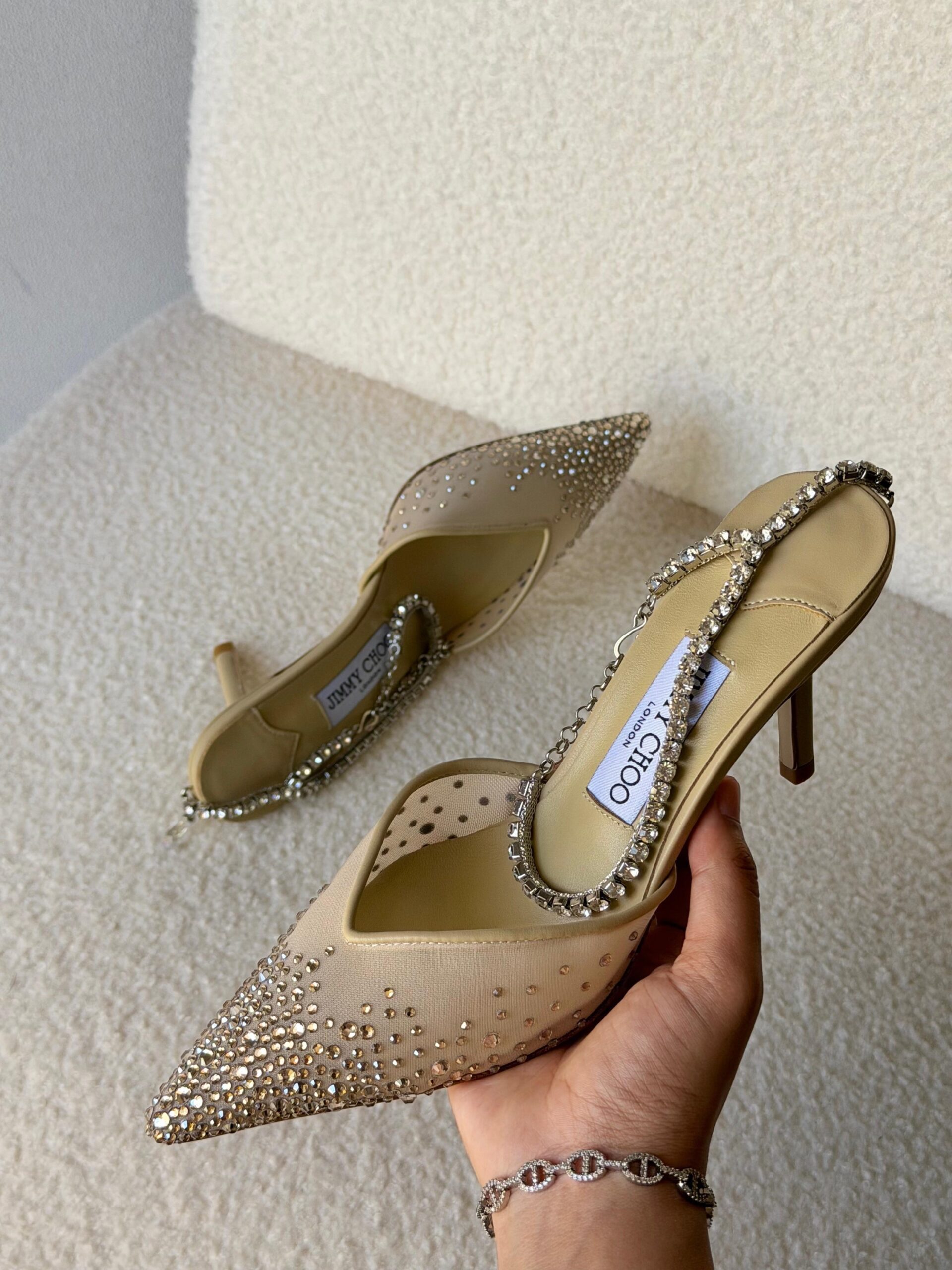 Jimmy Choo Love Pumps Mesh Fabric And A Crystal-Embellished - Image 3