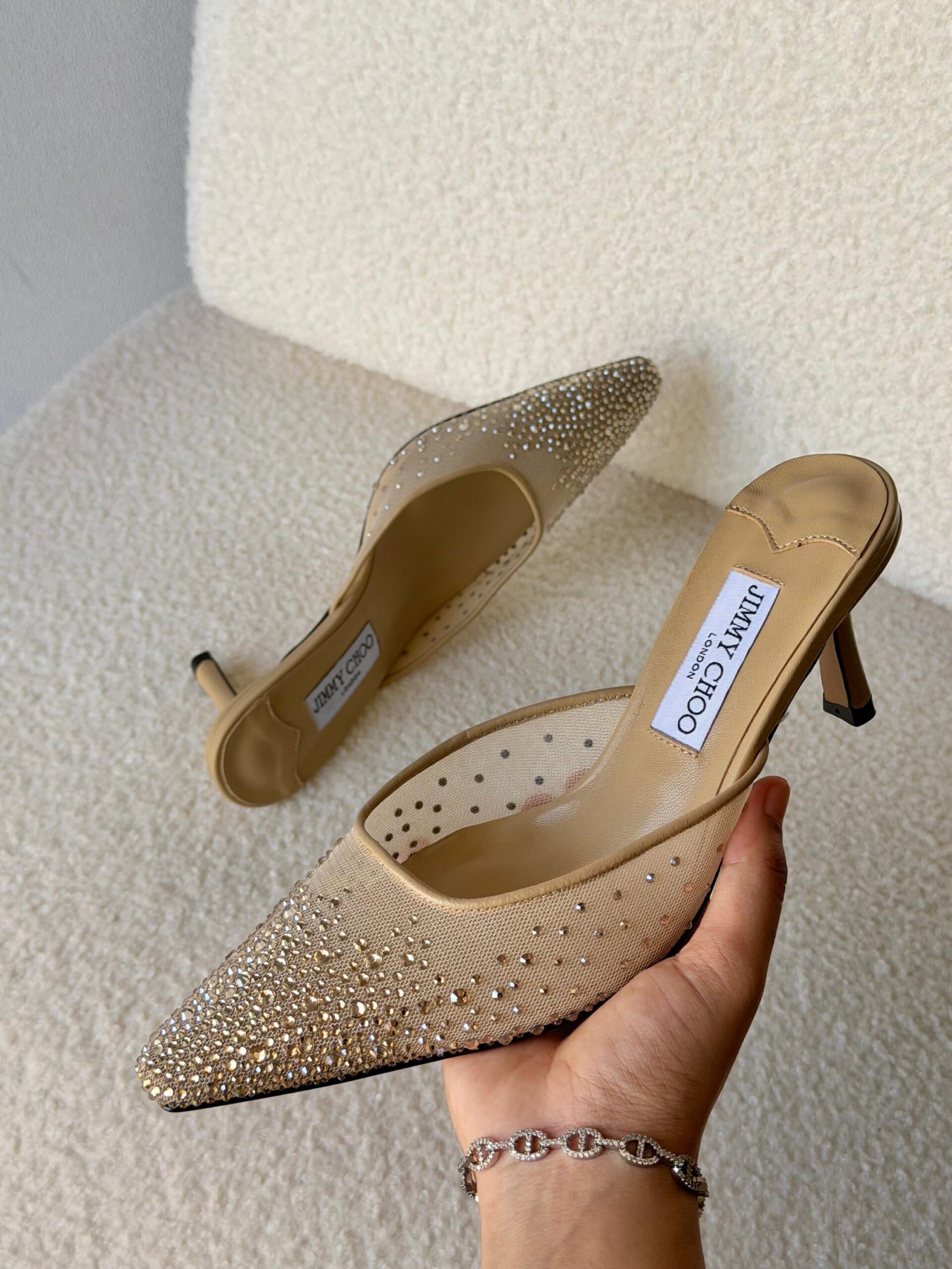 Jimmy Choo Love Pumps Mesh Fabric And A Crystal-Embellished