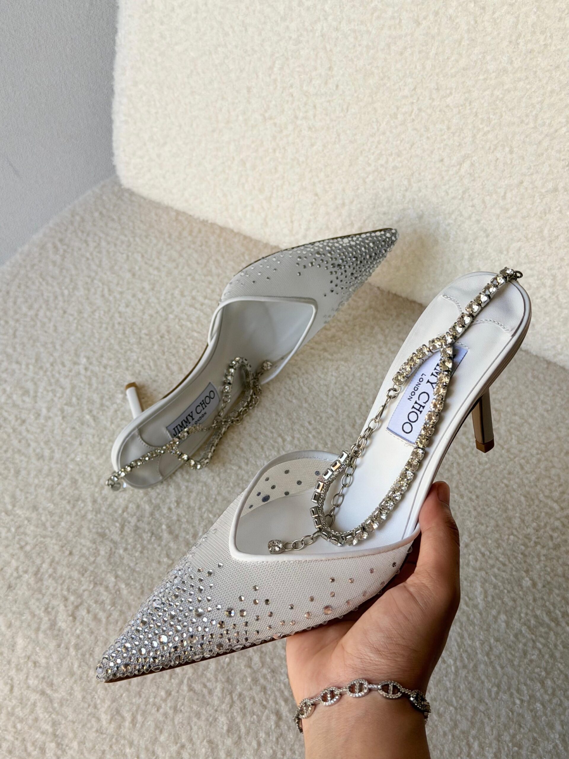 Jimmy Choo Love Pumps Mesh Fabric And A Crystal-Embellished - Image 6