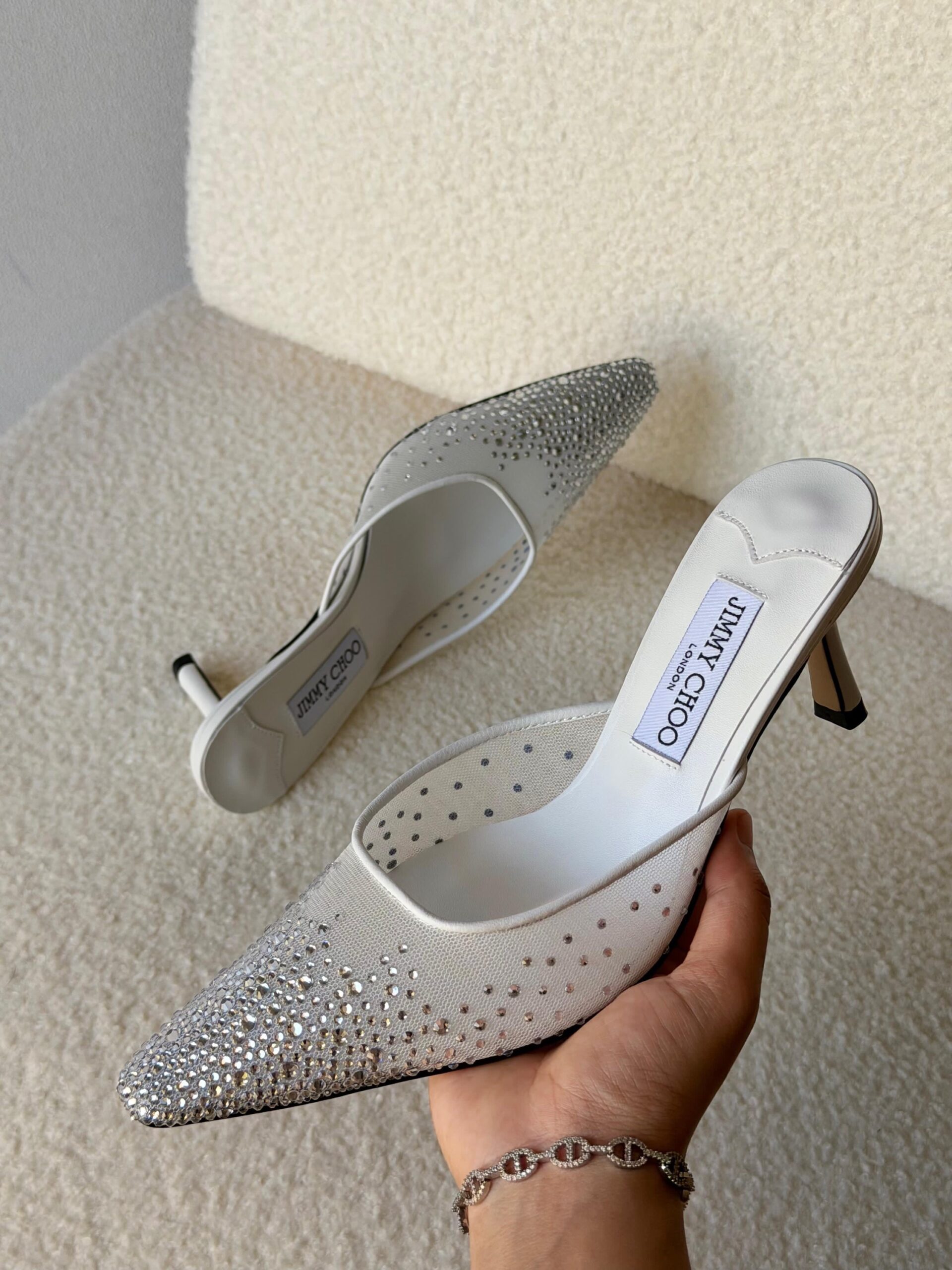 Jimmy Choo Love Pumps Mesh Fabric And A Crystal-Embellished - Image 5