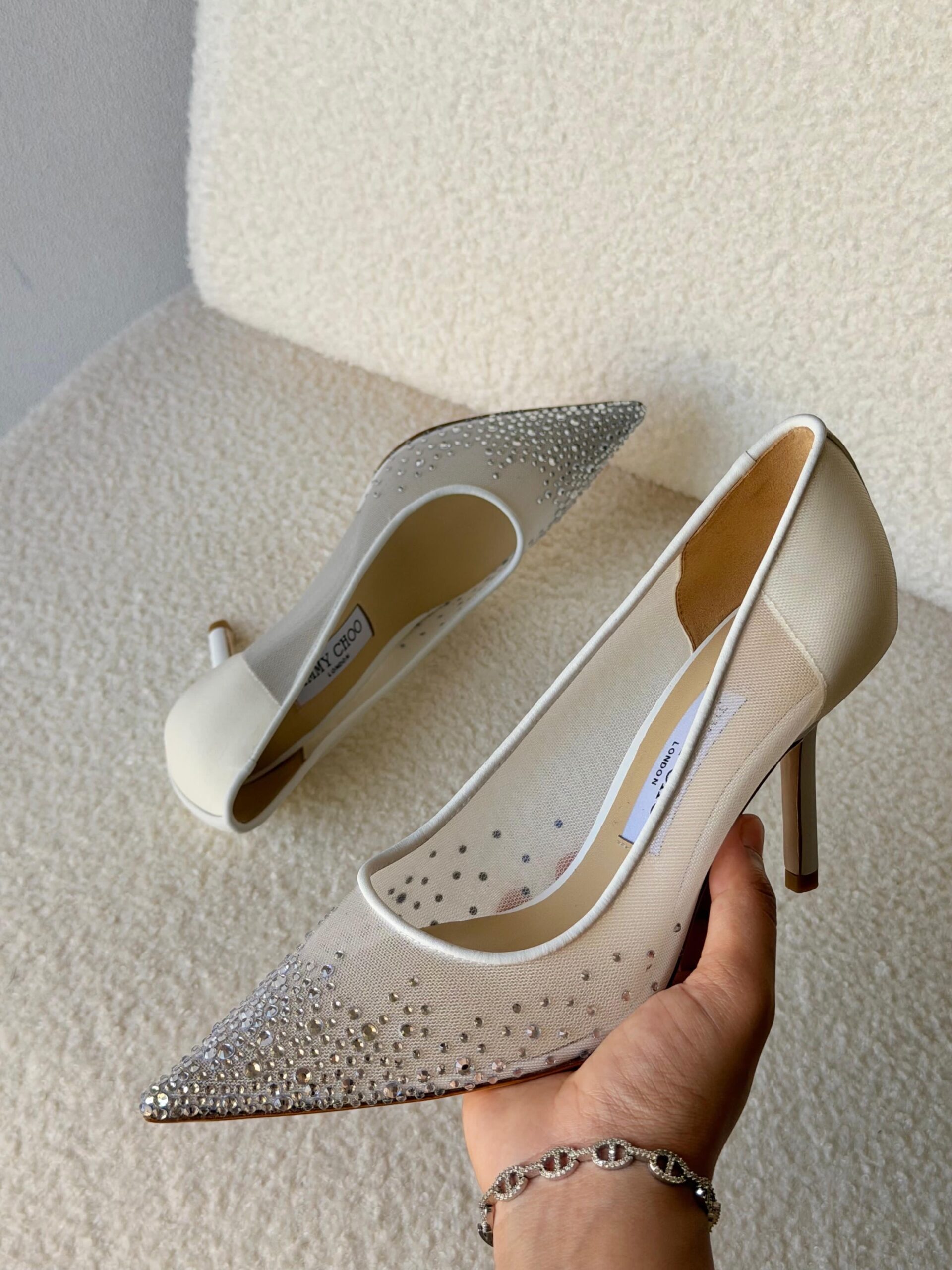 Jimmy Choo Love Pumps Mesh Fabric And A Crystal-Embellished - Image 7