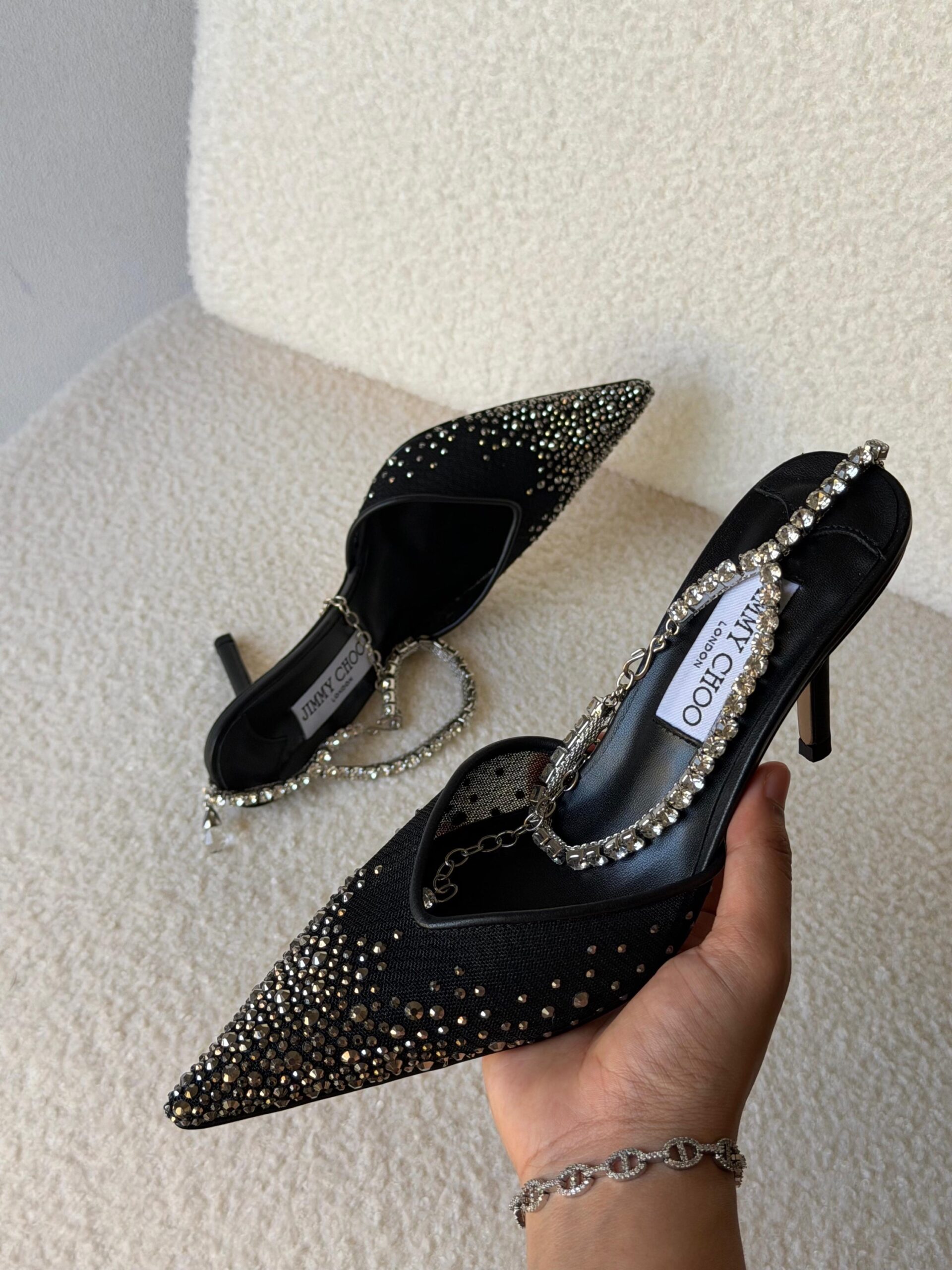 Jimmy Choo Love Pumps Mesh Fabric And A Crystal-Embellished - Image 5