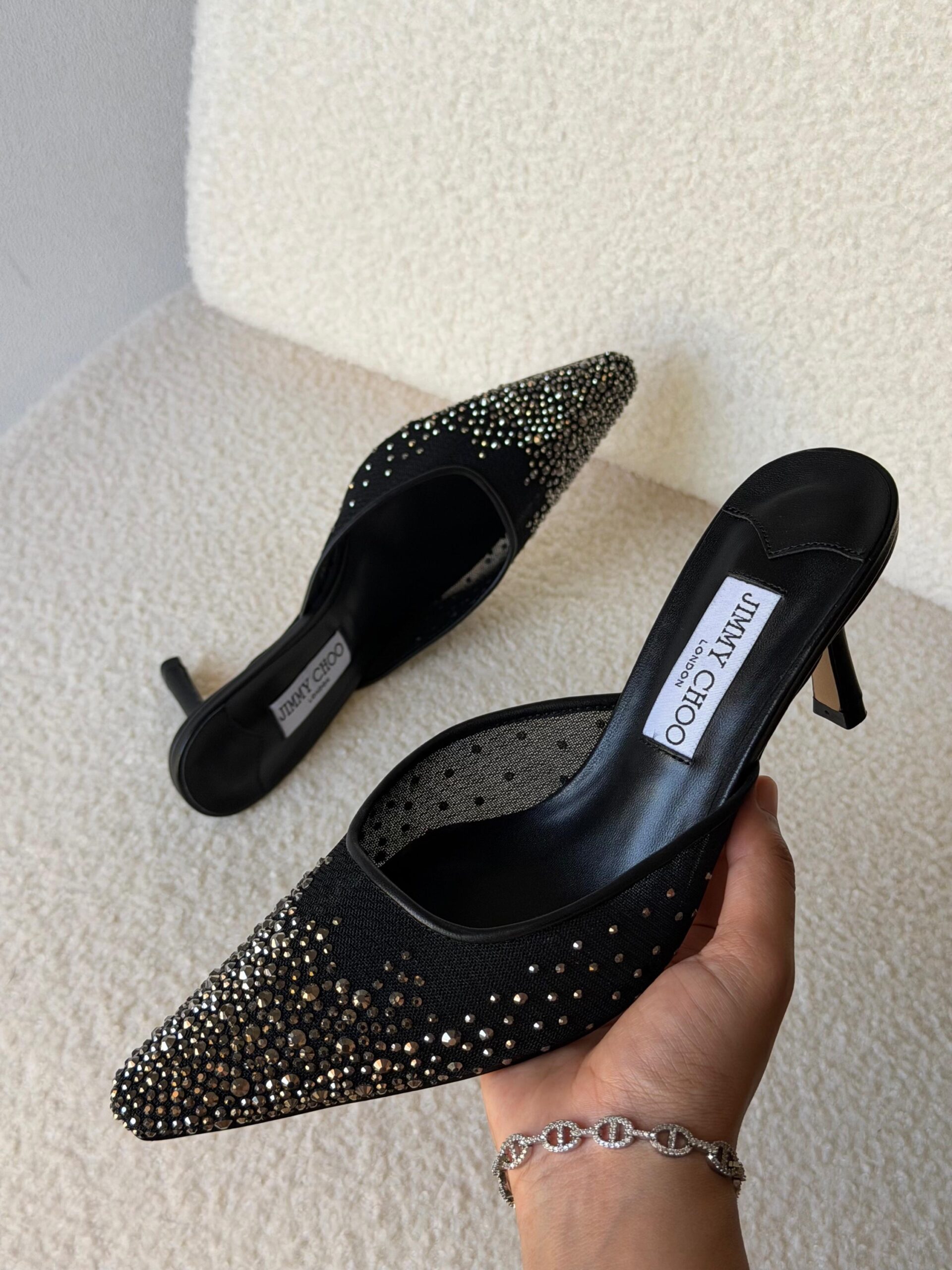 Jimmy Choo Love Pumps Mesh Fabric And A Crystal-Embellished - Image 6