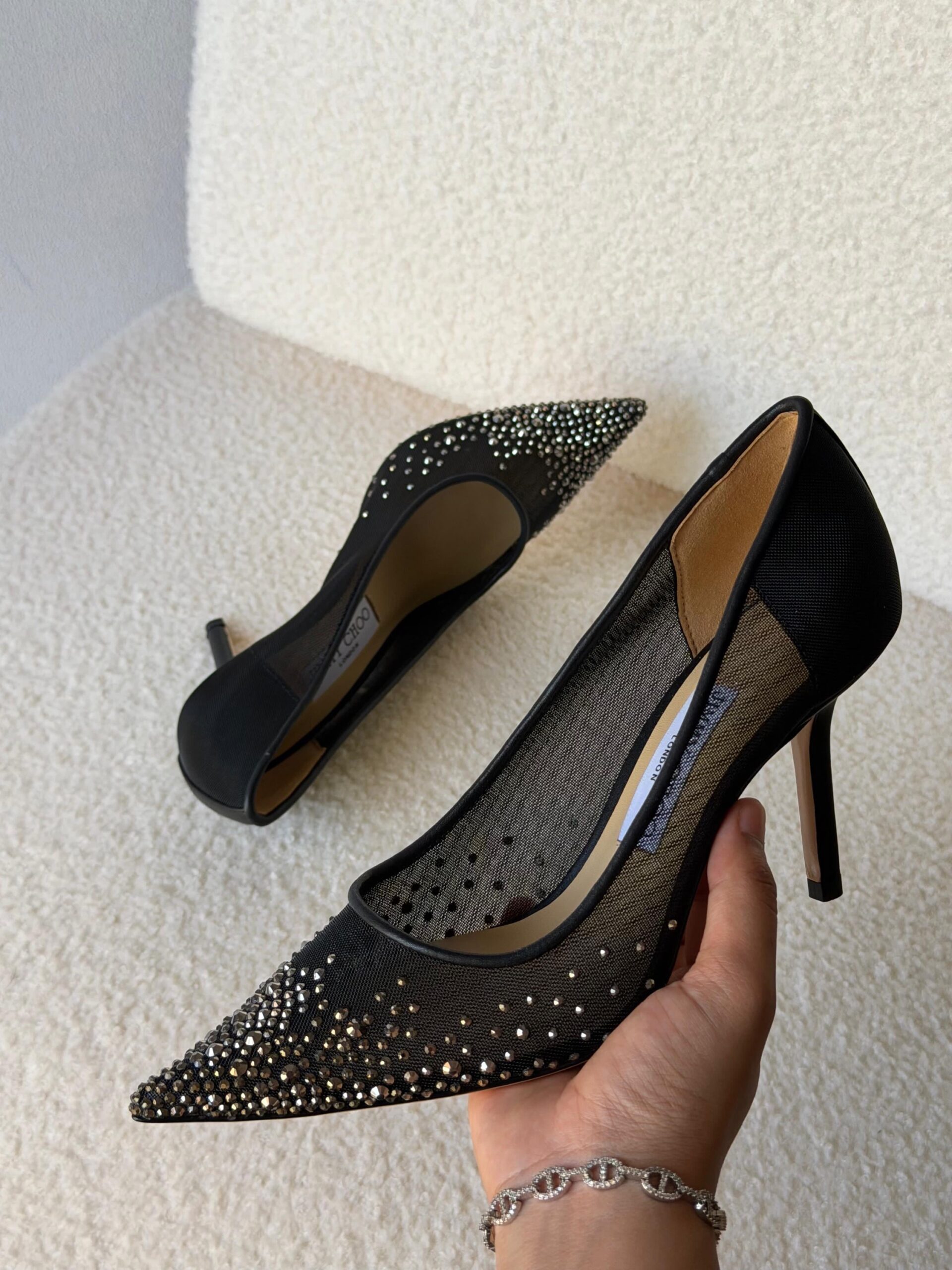 Jimmy Choo Love Pumps Mesh Fabric And A Crystal-Embellished - Image 4
