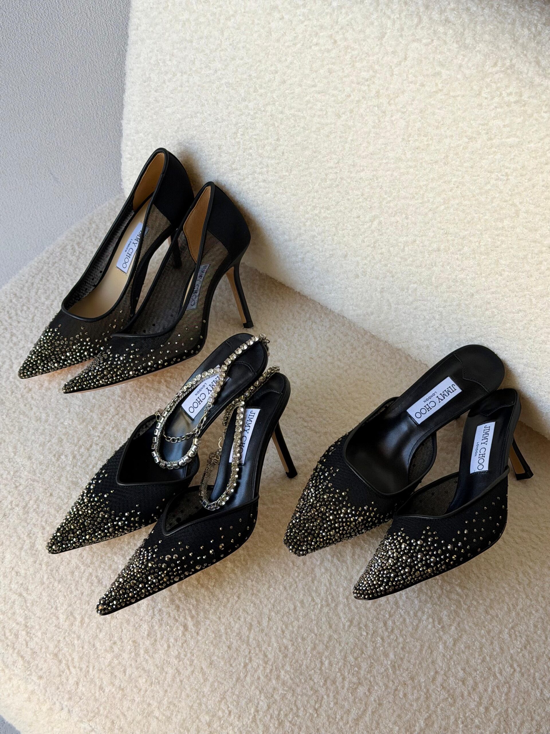 Jimmy Choo Love Pumps Mesh Fabric And A Crystal-Embellished - Image 7