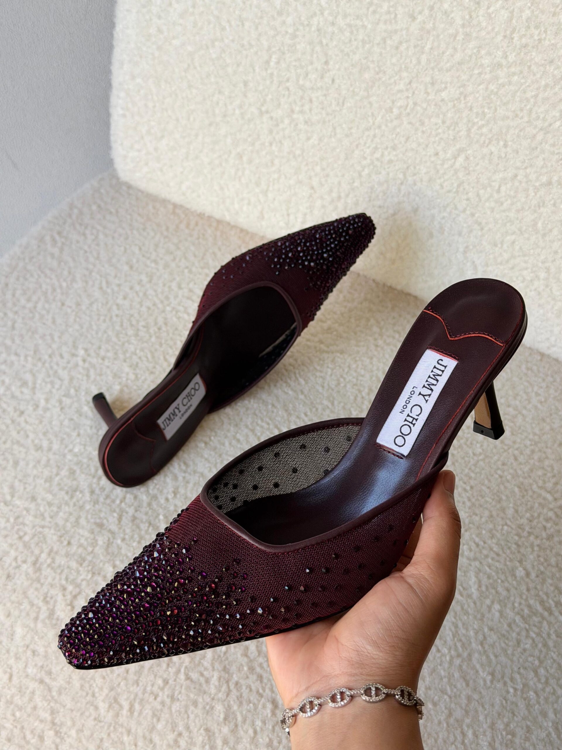 Jimmy Choo Love Pumps Mesh Fabric And A Crystal-Embellished