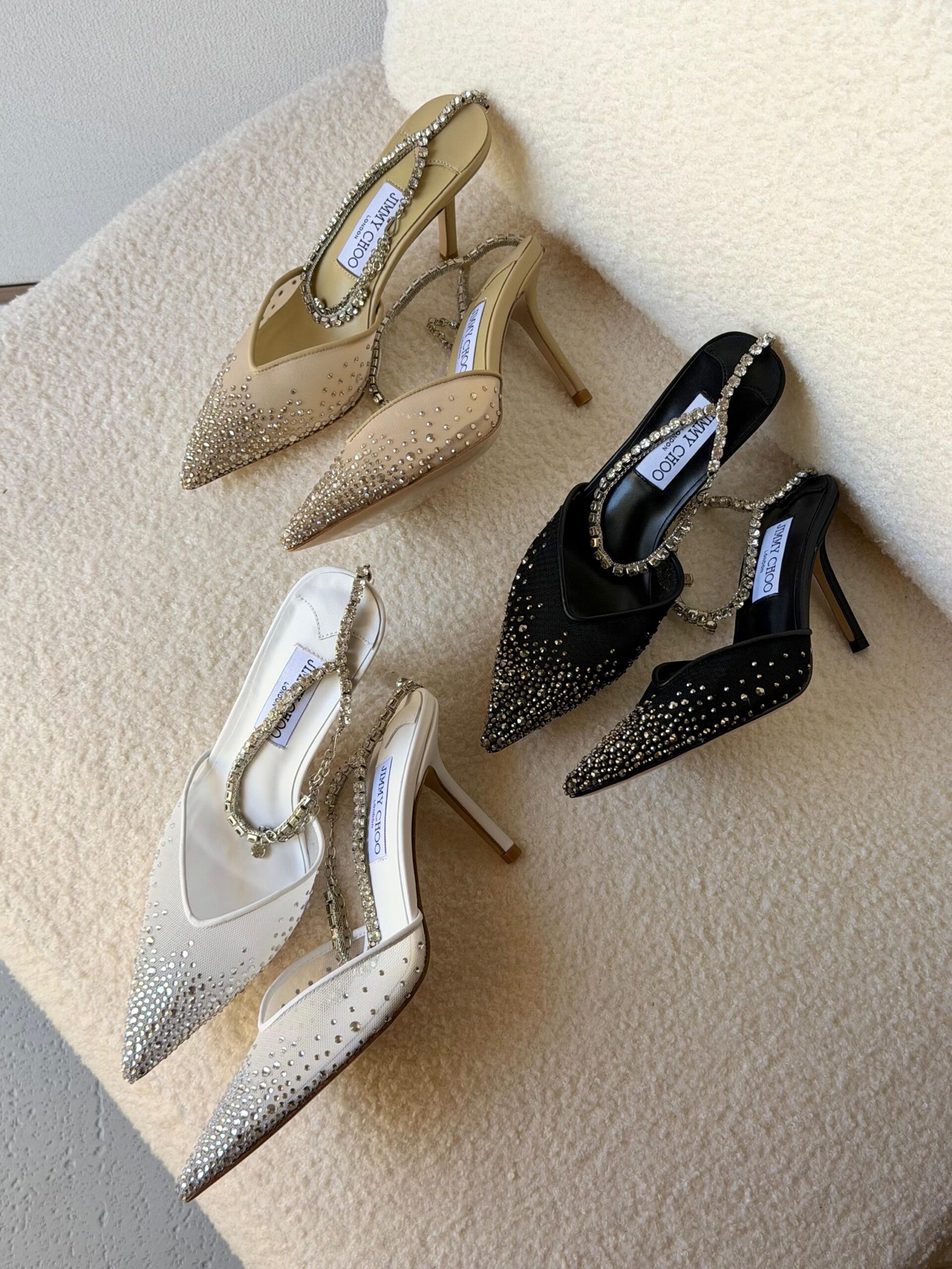 René Caovilla Aretha Slingback Pumps Mesh Upper Embellished With Crystals And Pearls - Image 4