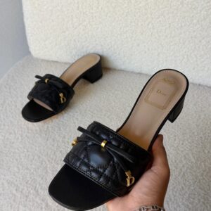 Christian Dior Dior Or Cannage Heeled Slides