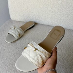 Dior Cannage Slides Made Lambskin With Gold-Finish Metal C And D Initials