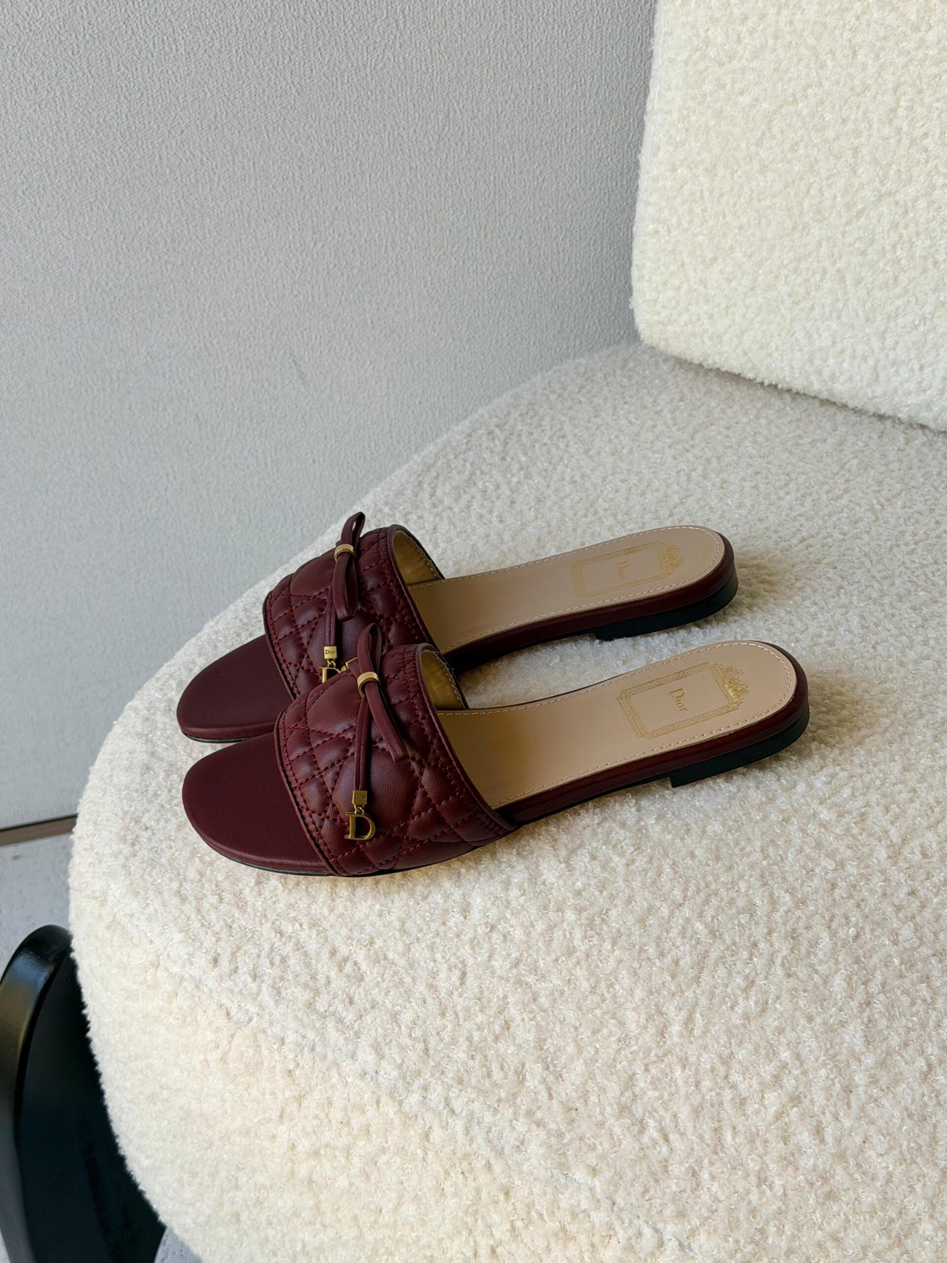 Dior Cannage Slides Made Lambskin With Gold-Finish Metal C And D Initials - Image 6