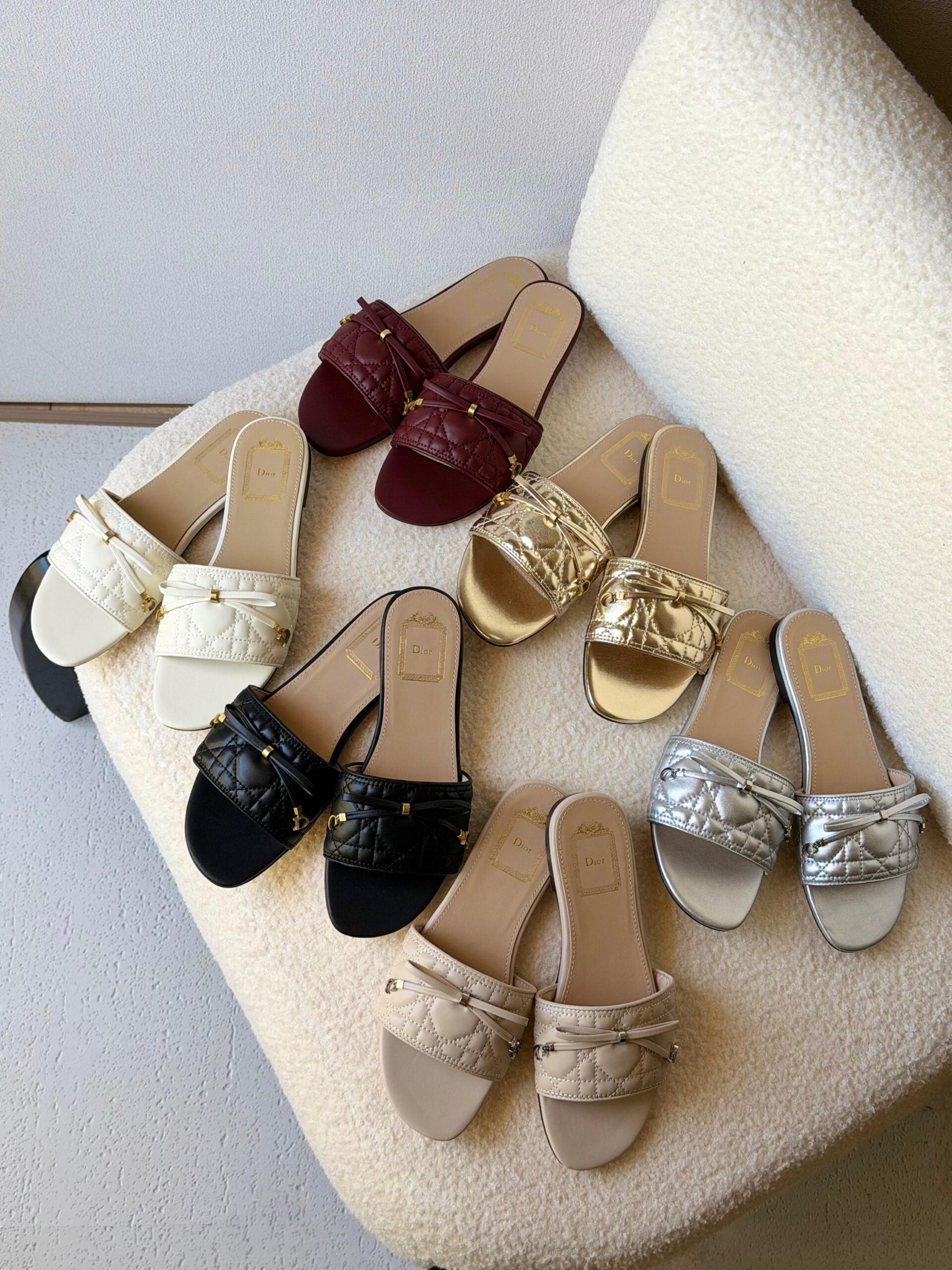 Dior Cannage Slides Made Lambskin With Gold-Finish Metal C And D Initials - Image 9