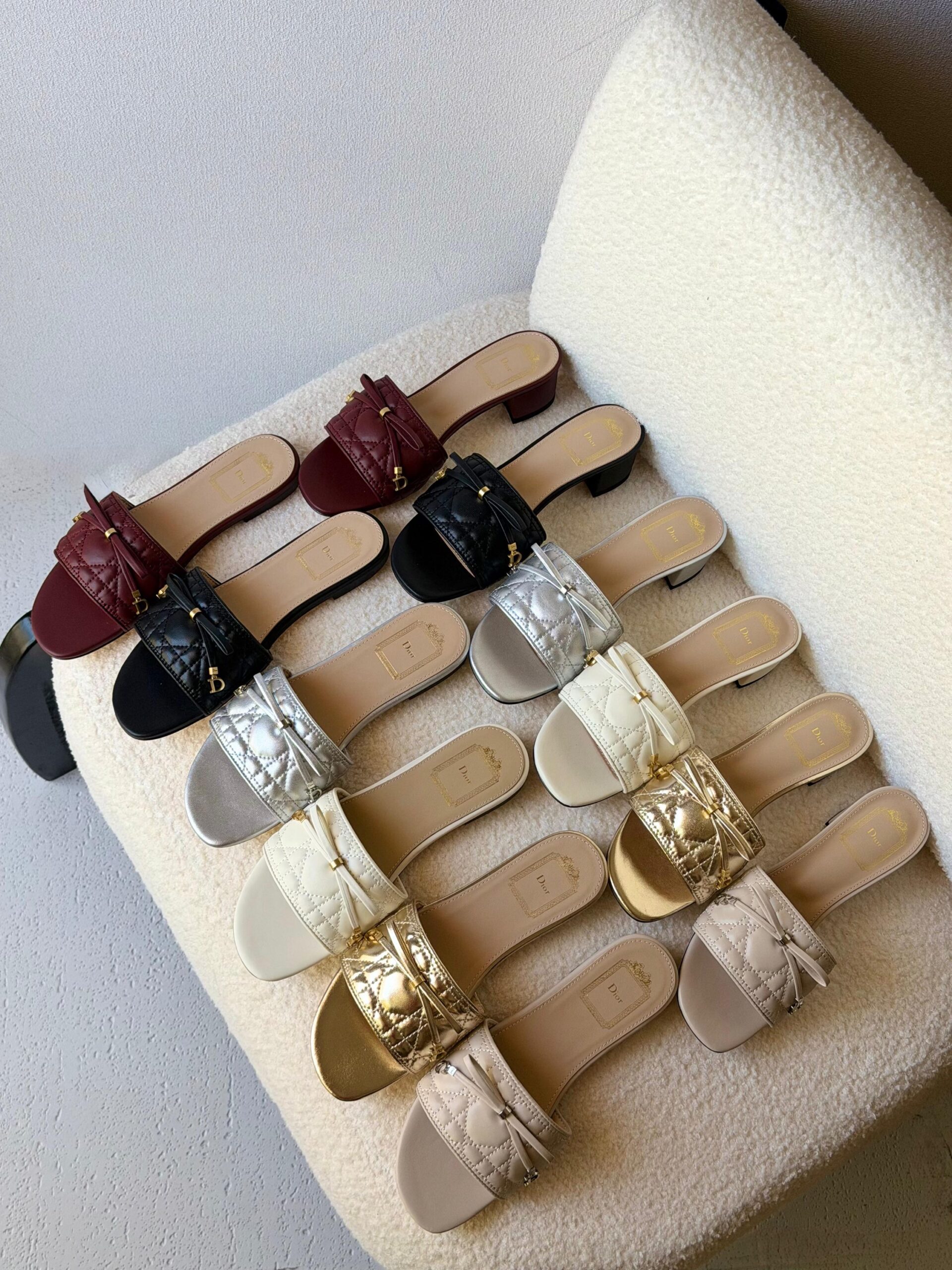 Dior Cannage Slides Made Lambskin With Gold-Finish Metal C And D Initials - Image 10