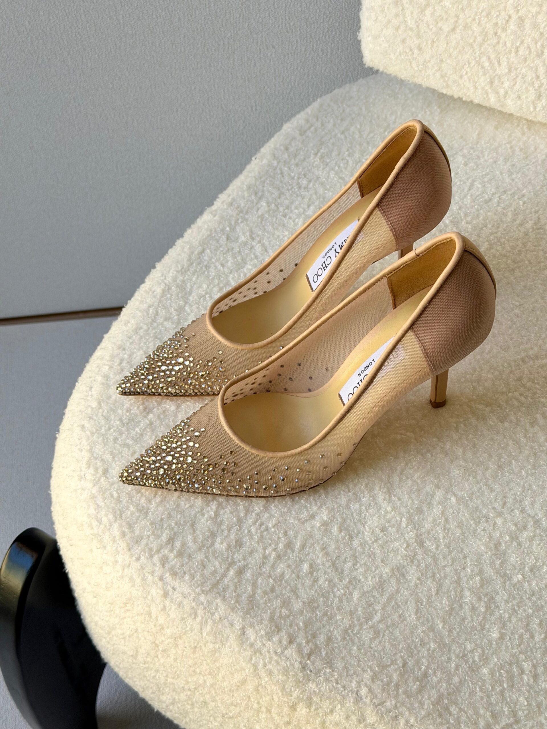 Jimmy Choo Love Pumps In White Crystal-Embellished Mesh - Image 2
