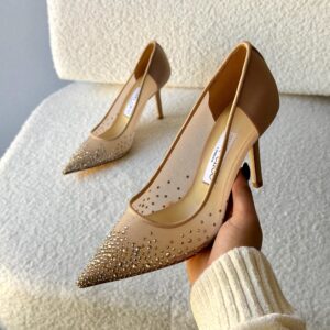 Jimmy Choo Love Pumps In White Crystal-Embellished Mesh