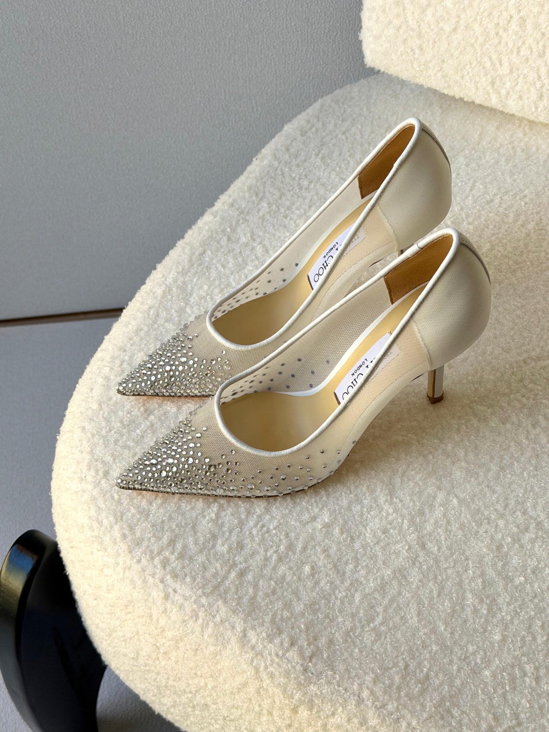 Jimmy Choo Love Pumps In White Crystal-Embellished Mesh - Image 4