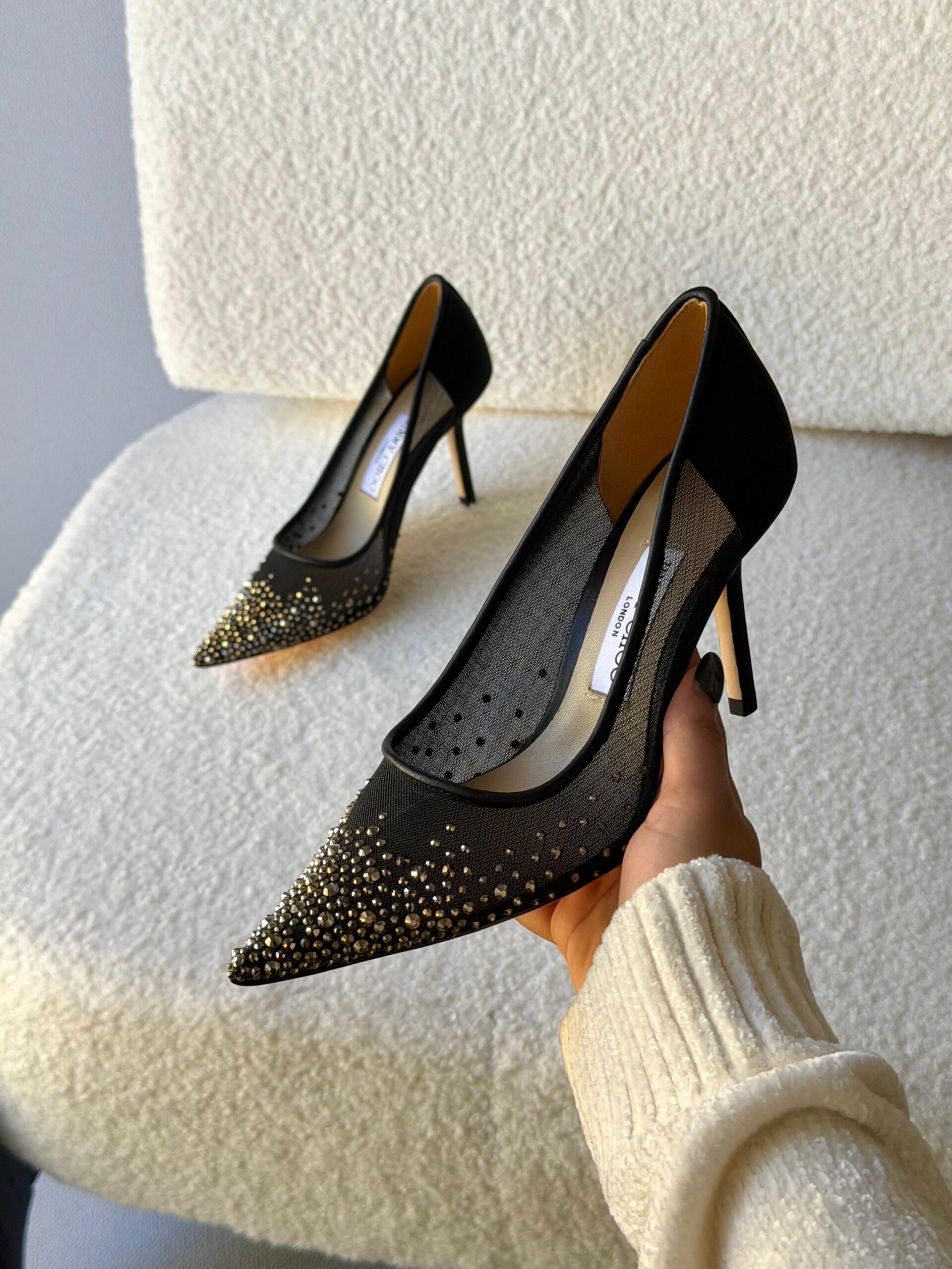 Jimmy Choo Love Pumps In White Crystal-Embellished Mesh - Image 5