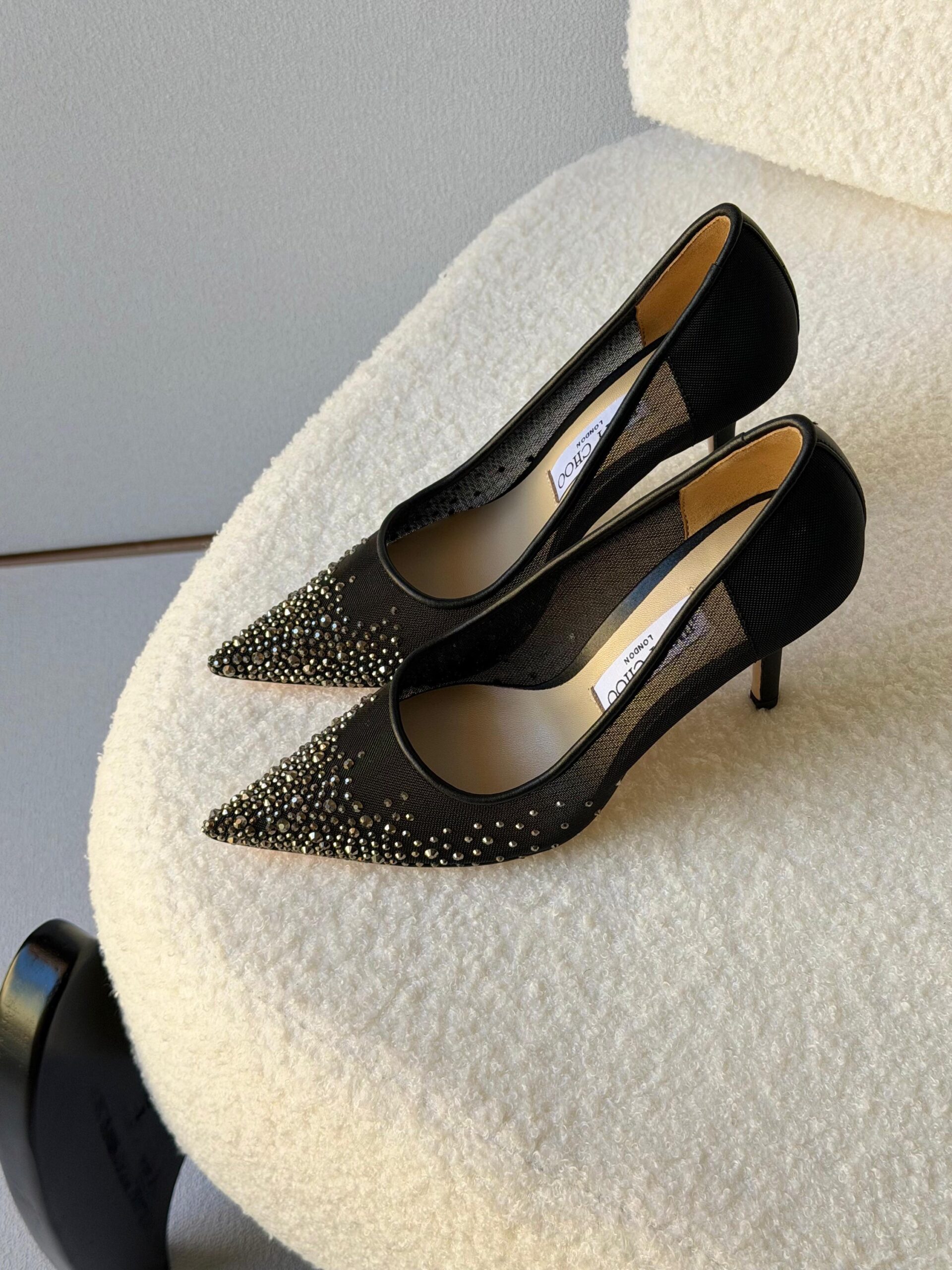 Jimmy Choo Love Pumps In White Crystal-Embellished Mesh - Image 6