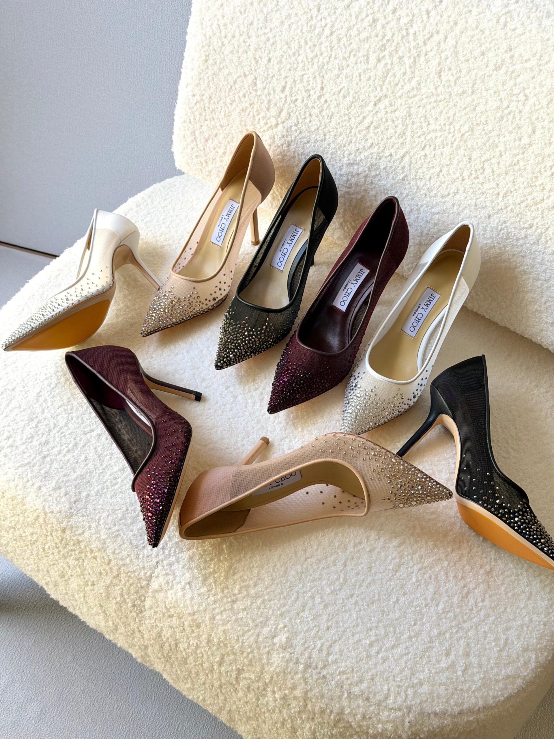 Jimmy Choo Love Pumps In White Crystal-Embellished Mesh - Image 8