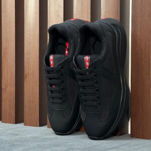 Prada America's Cup Sneakers Black Patent Leather And Technical Fabric