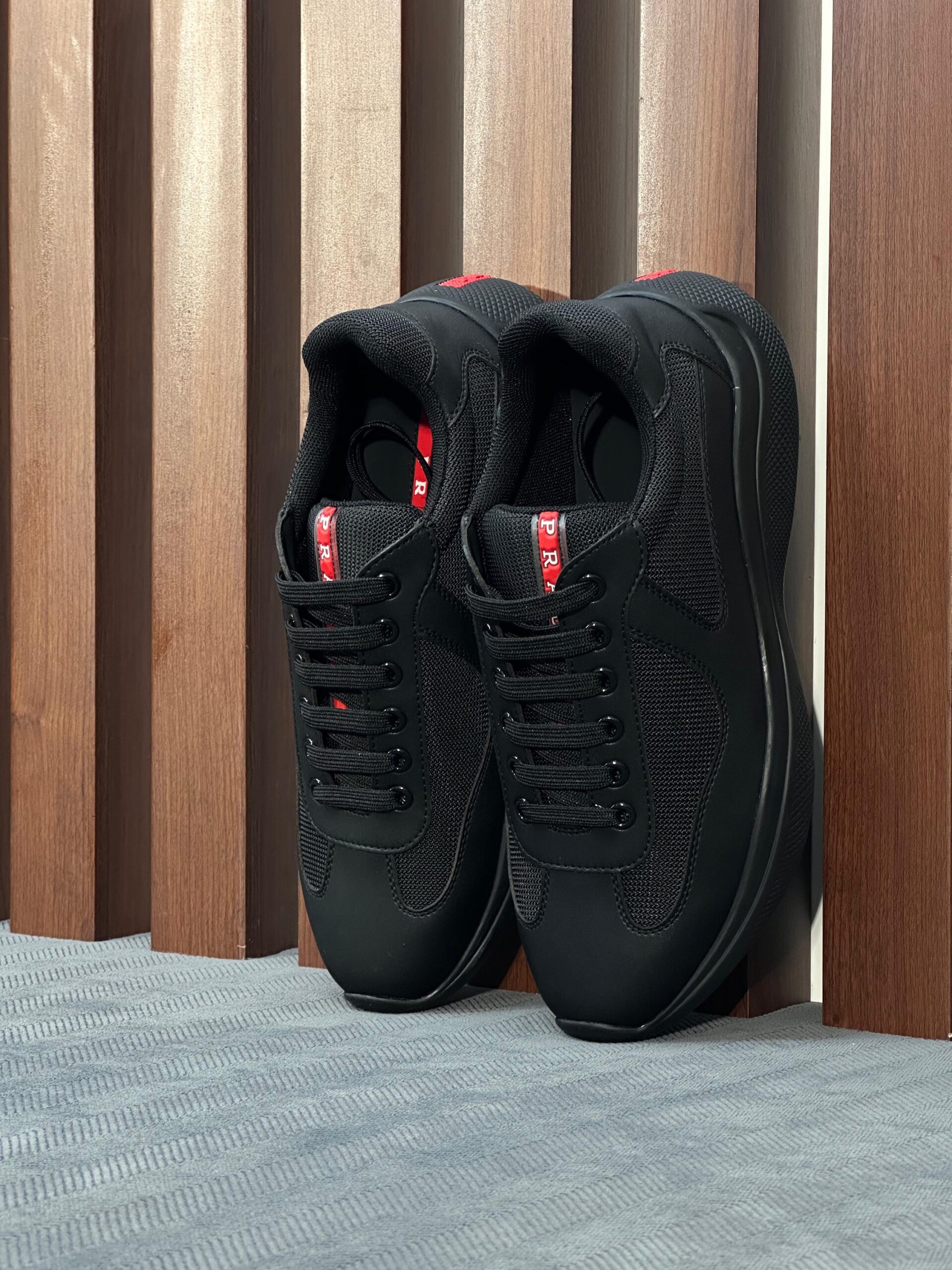 Prada America's Cup Sneakers Black Patent Leather And Technical Fabric