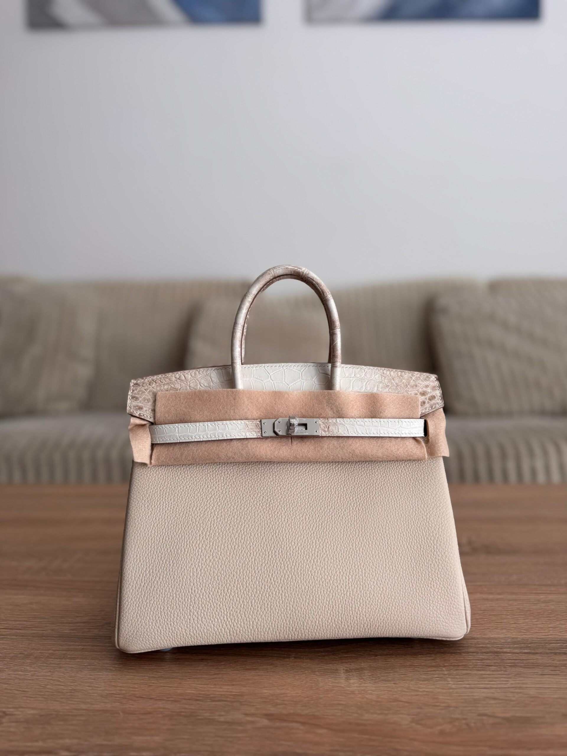 Hermès Birkin 25 in Togo Leather Featuring Distinctive Matte Alligator Touch Handles And Flaps - Image 2