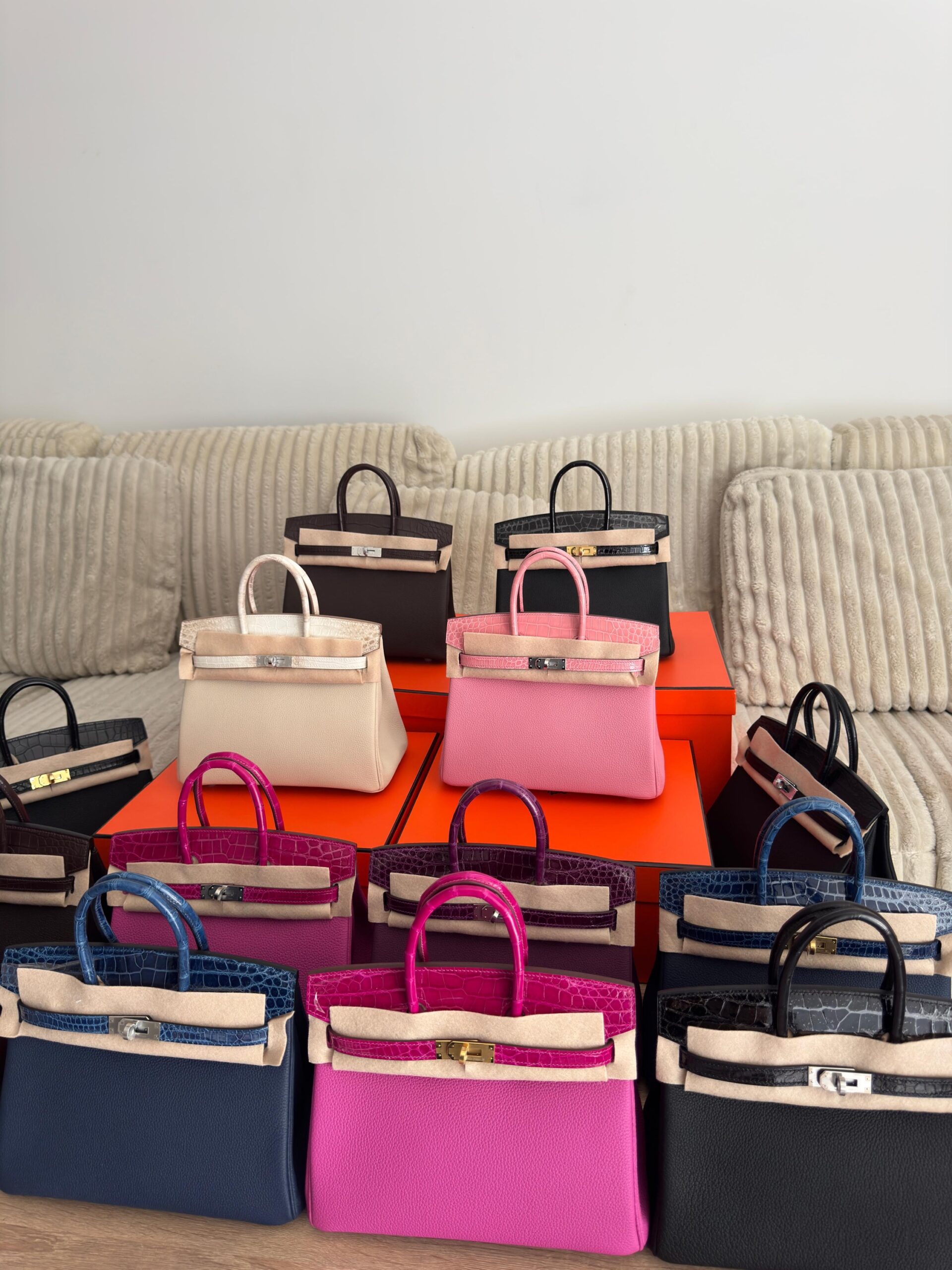 Hermès Birkin 25 in Togo Leather Featuring Distinctive Matte Alligator Touch Handles And Flaps - Image 9