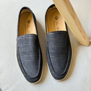Loro Piana Summer Walk Loafers Croc-Embossed Leather