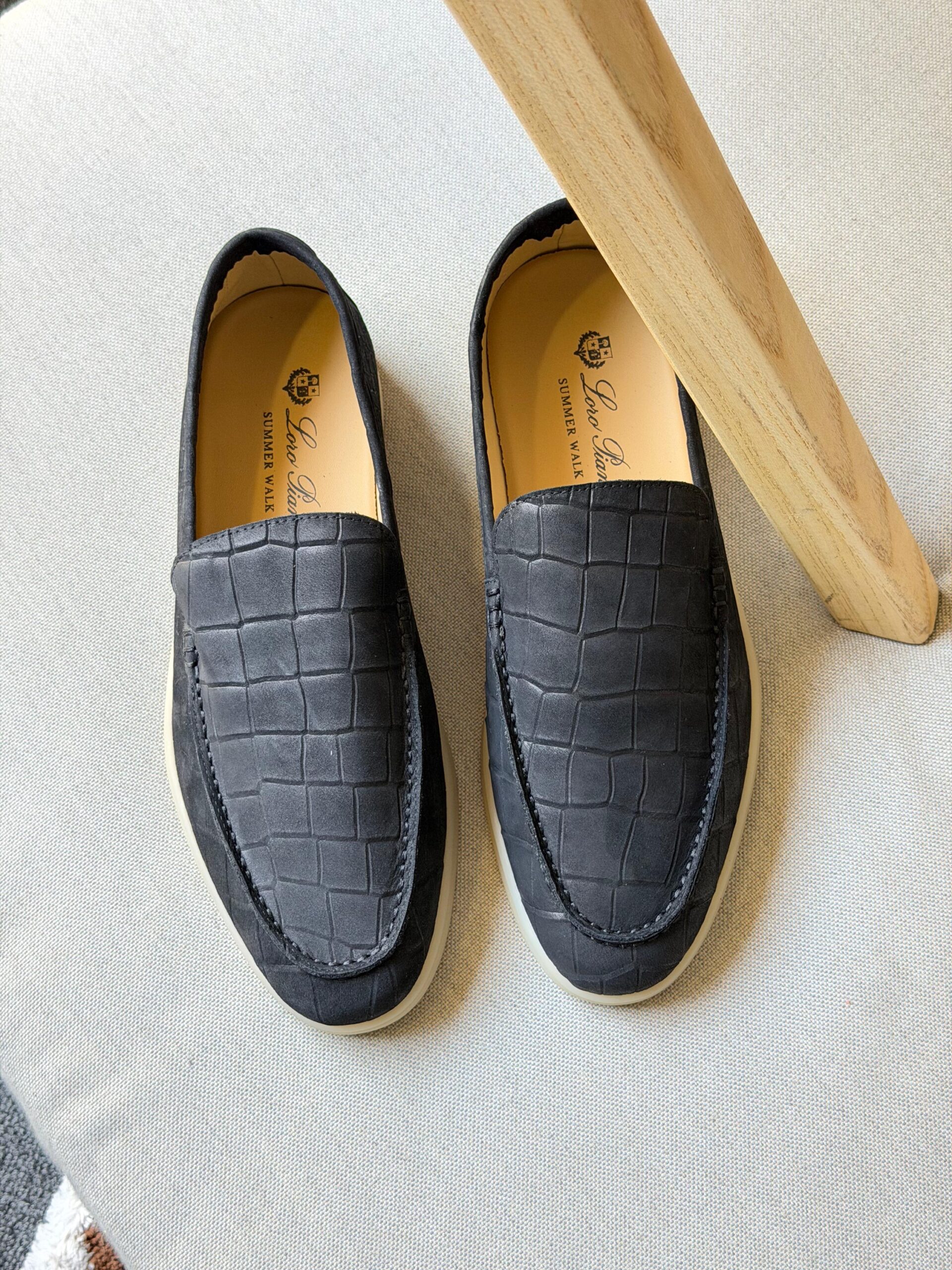 Loro Piana Summer Walk Loafers Croc-Embossed Leather