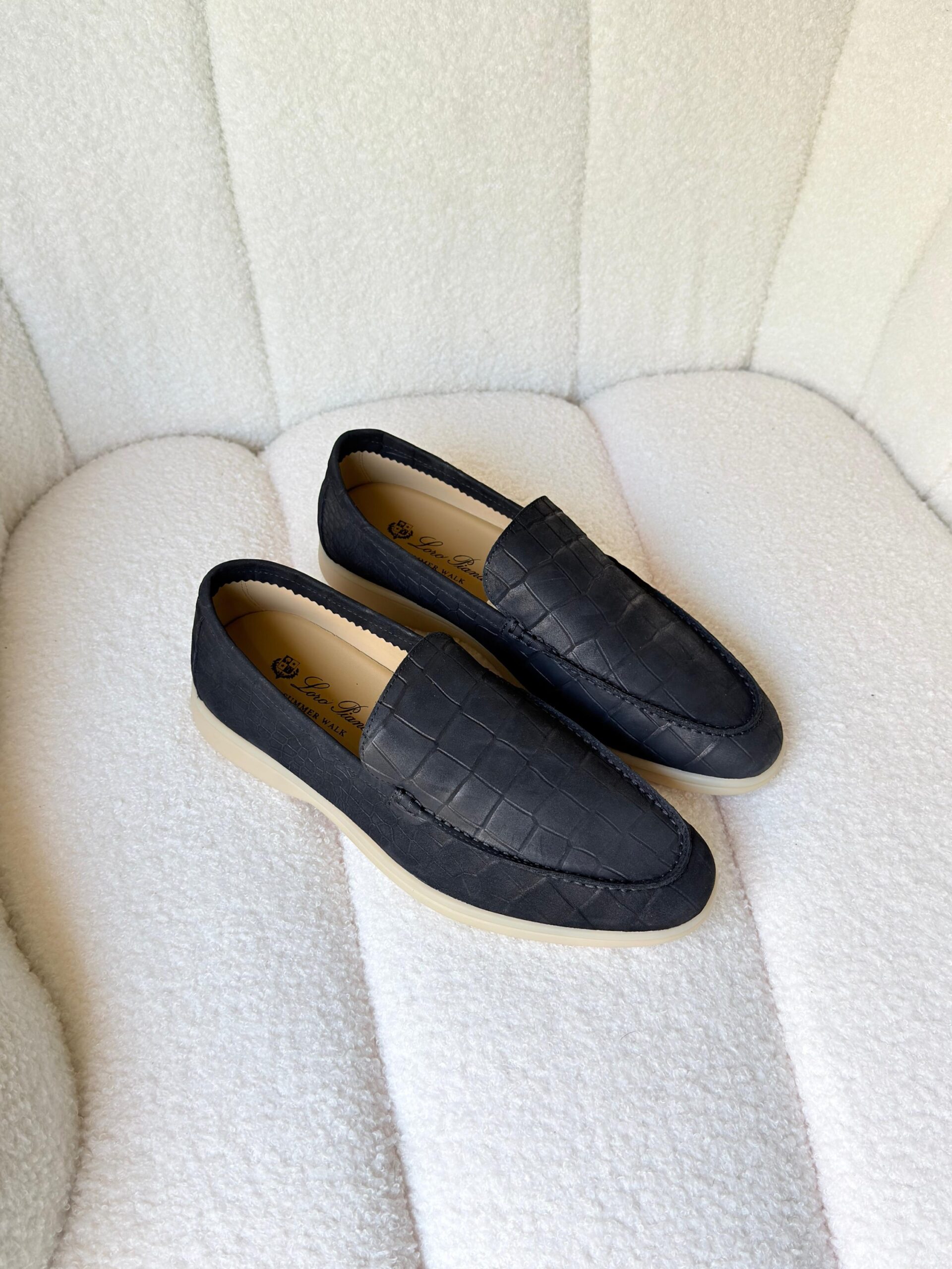Loro Piana Summer Walk Loafers Croc-Embossed Leather - Image 2