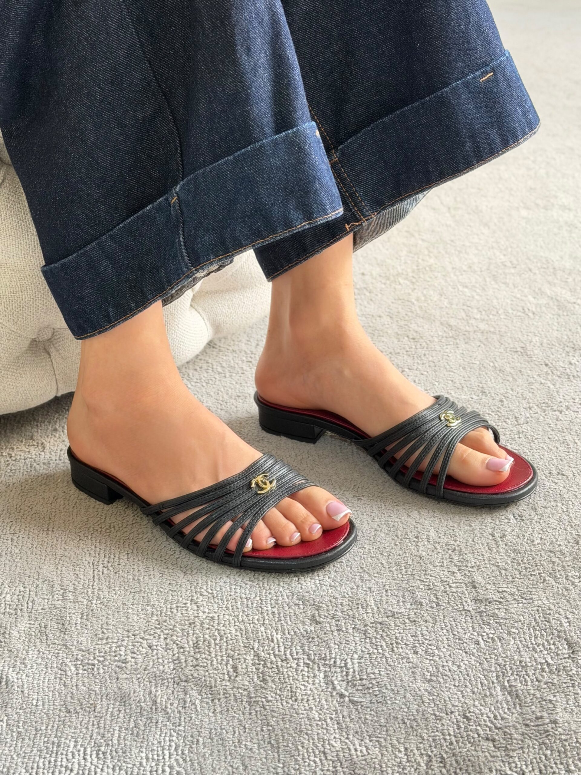 Chanel Leather Strappy Flat Sandals - Image 5