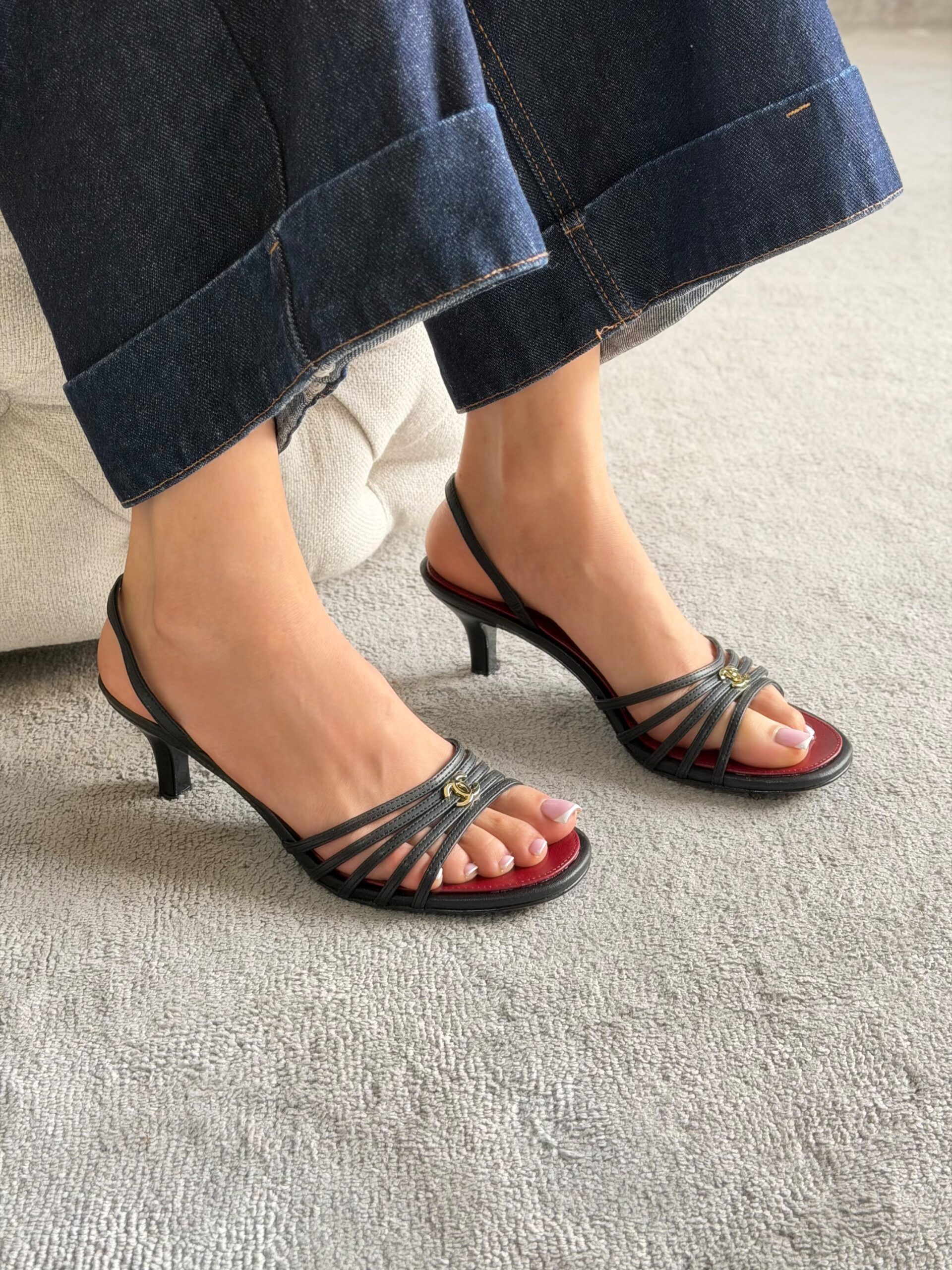 Chanel Leather Strappy Flat Sandals - Image 2