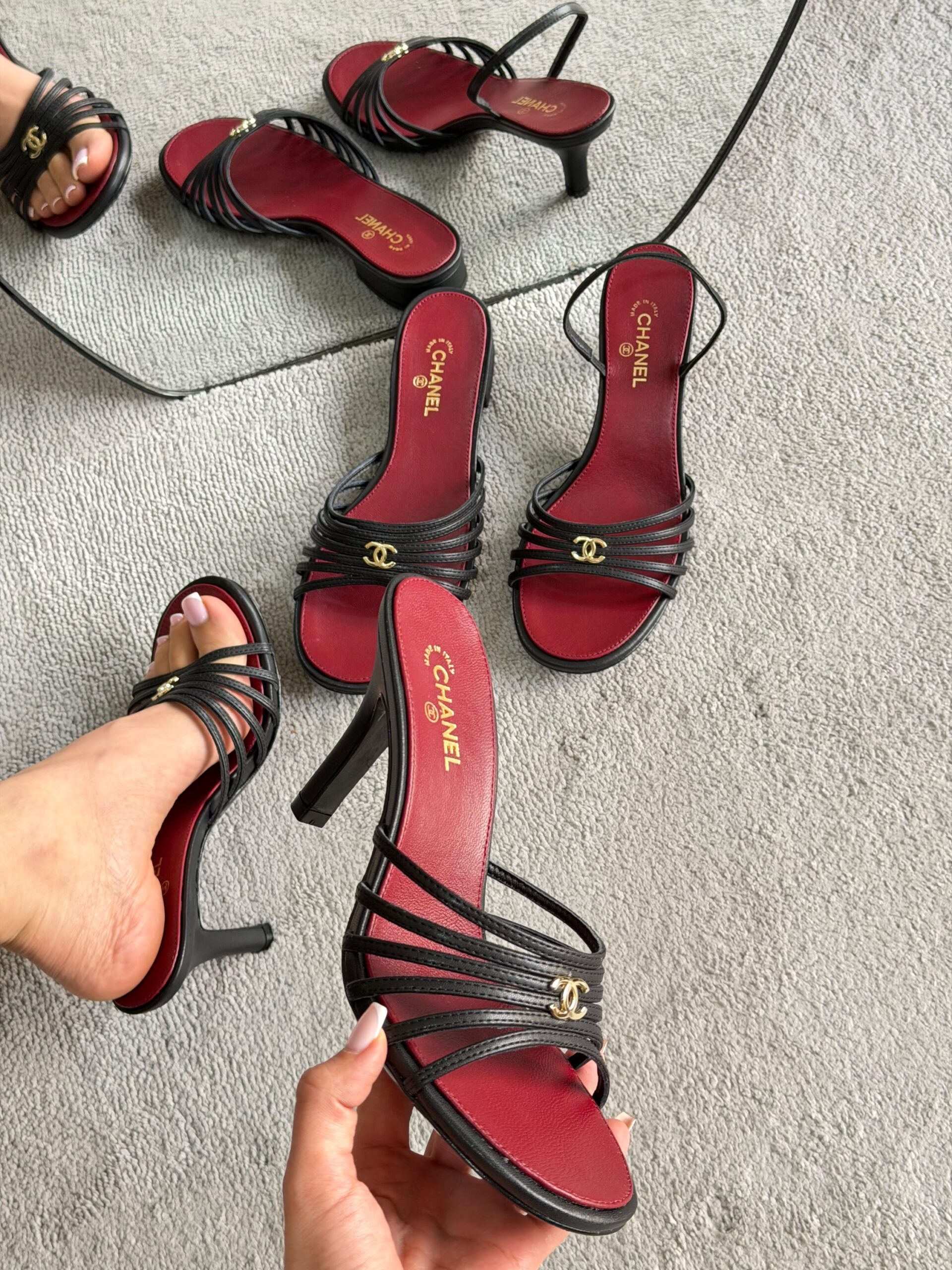 Chanel Leather Strappy Flat Sandals