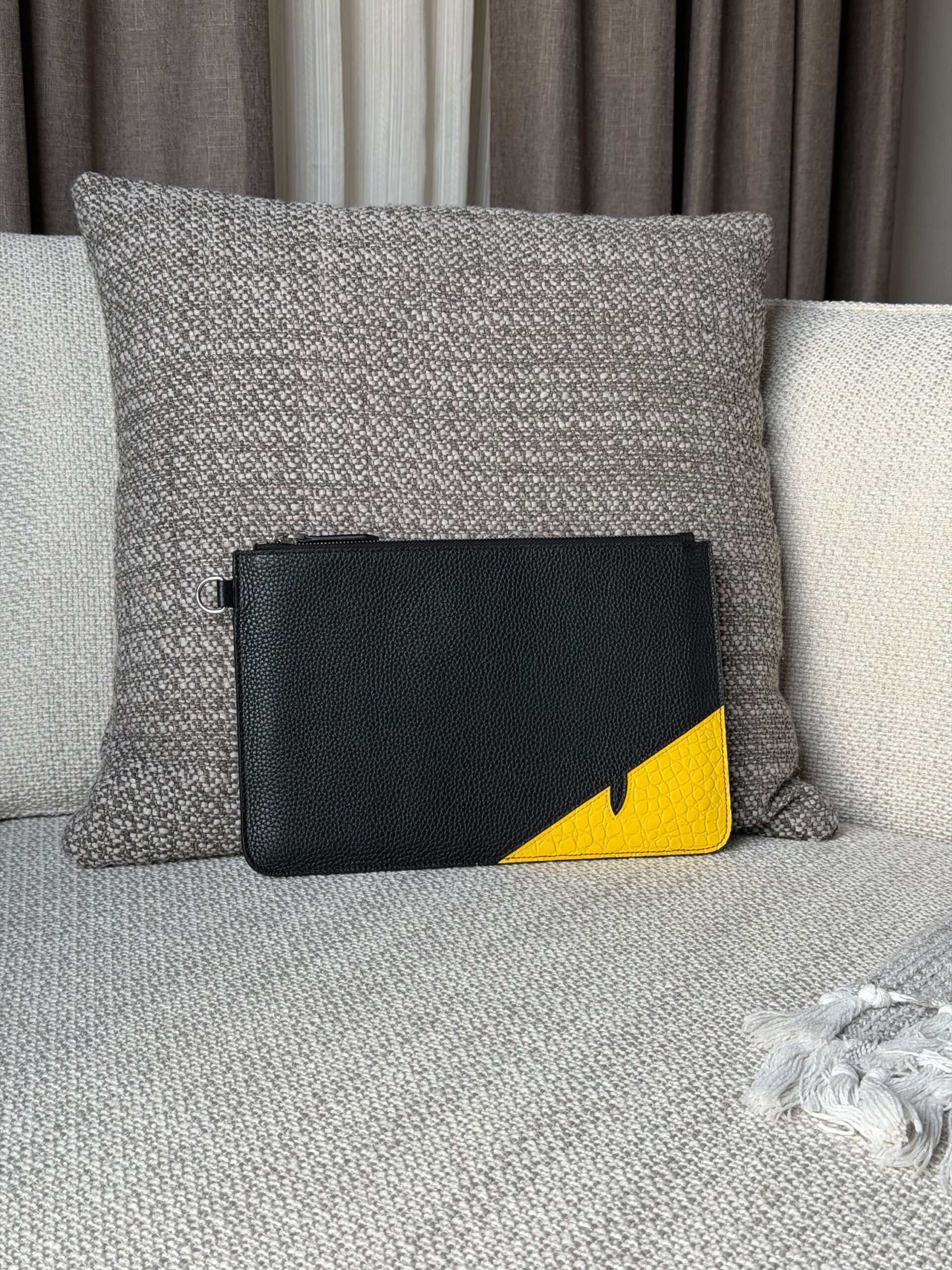 Leather Fendi Corner Bugs Pouch
